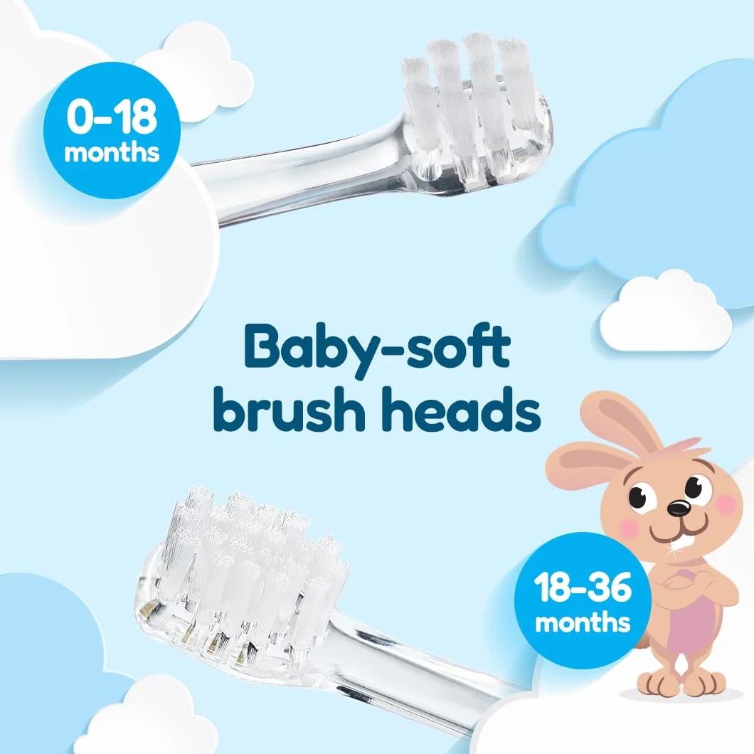 Brush-baby BabySonic elektryczna szczoteczka do zębów dla małych dzieci, bardzo miękkie włosie, timer 2-minutowy i podświetlana głowica szczoteczki do zębów dla dzieci w wieku 0-3 lat, niebieska