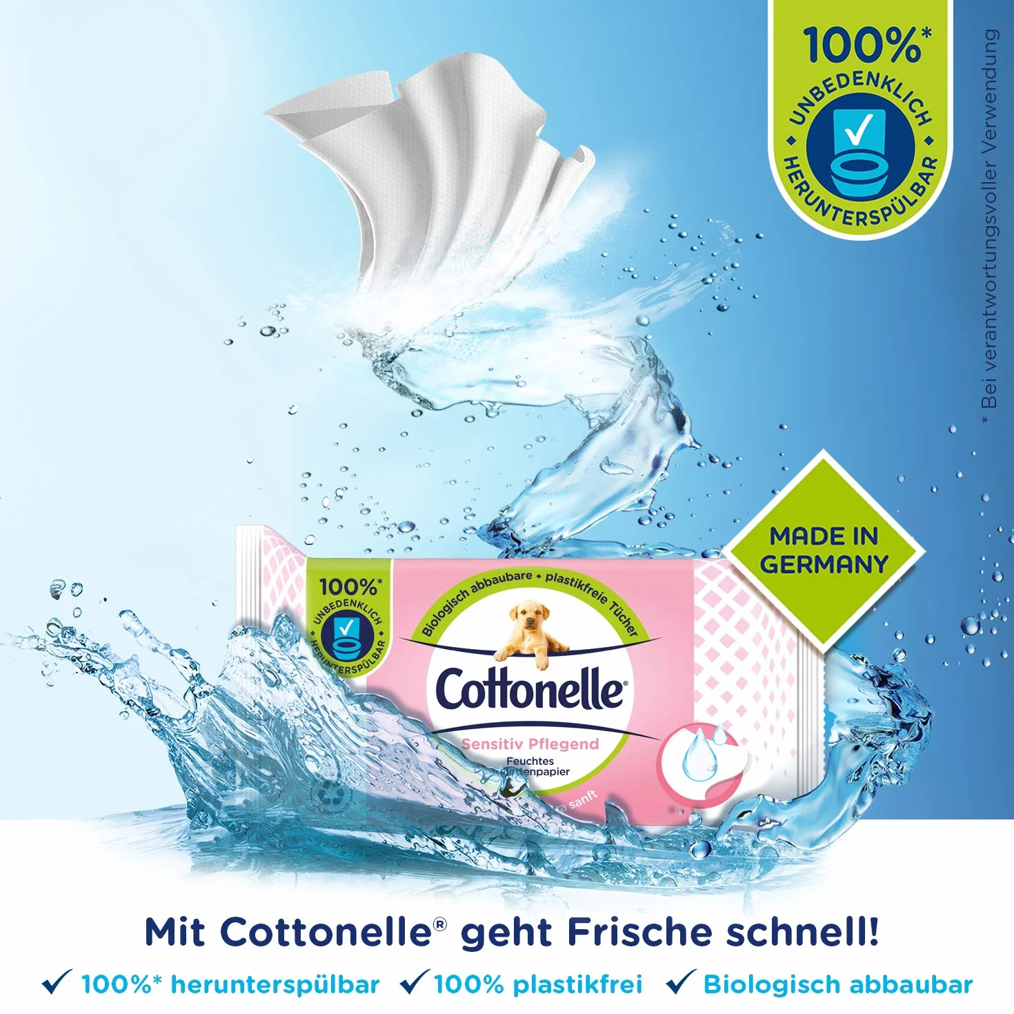 Cottonelle Wilgotny papier toaletowy, delikatny pielęgnacyjny – nie zawiera perfum, biodegradowalny, nie zawiera plastiku, możliwość ponownego zamknięcia, opakowanie ekonomiczne, 12 x 42 chusteczki