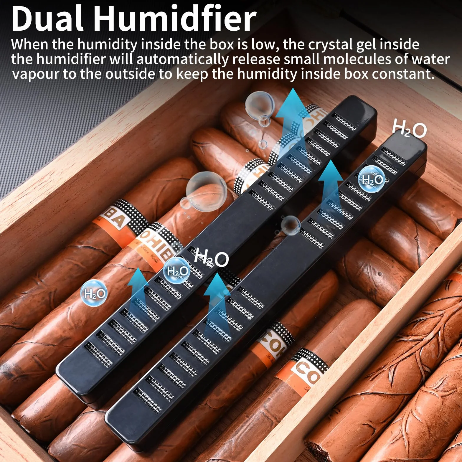 Humidor, ręcznie wykonane humidory, cygara, etui na cygara z nawilżaczem i higrometrem, na ok. 25-35 cygar, świetny prezent dla mężczyzn (bez cygar)