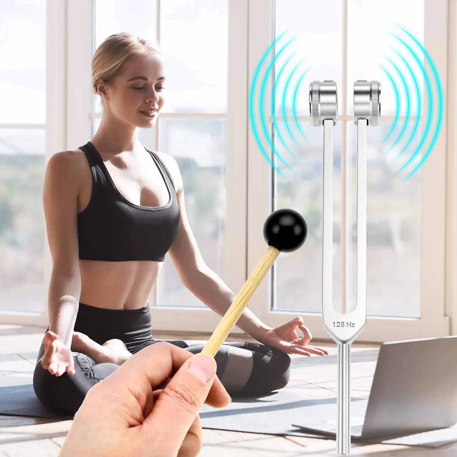 QWORK Zestaw widelców tuningowych 128 Hz 256 Hz 512 Hz do terapii dźwiękiem