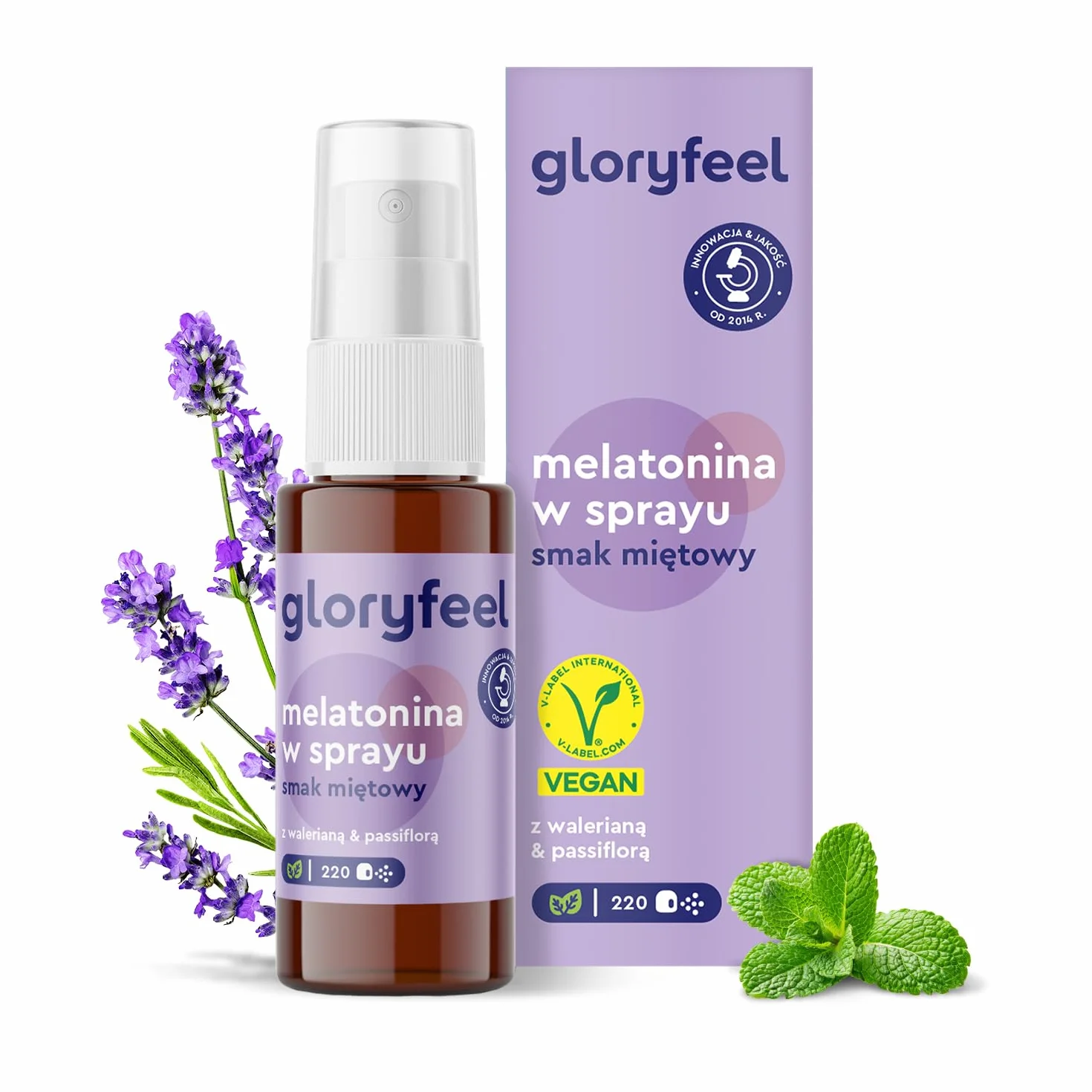 Melatonina w sprayu - z walerianą, lawendą + ekstraktem z melisy, wit. B6 i B1-1 mg melatoniny, 220 rozpyleń - w 100% wegańskie, testowane laboratoryjnie i wyprodukowane w Niemczech bez dodatków