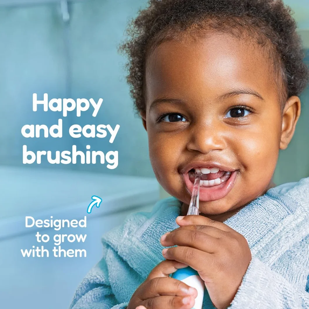Brush-baby BabySonic elektryczna szczoteczka do zębów dla małych dzieci, bardzo miękkie włosie, timer 2-minutowy i podświetlana głowica szczoteczki do zębów dla dzieci w wieku 0-3 lat, niebieska