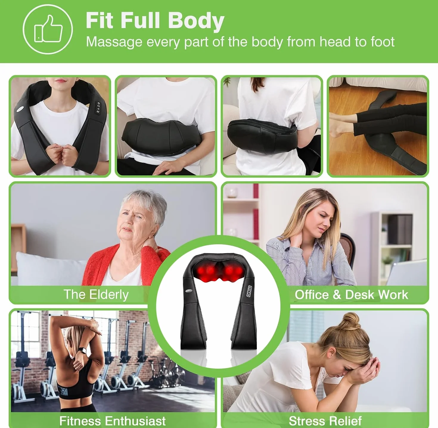 Shiatsu elektryczne urządzenie do masażu karku z funkcją ogrzewania, masaż pleców, nóg, stóp