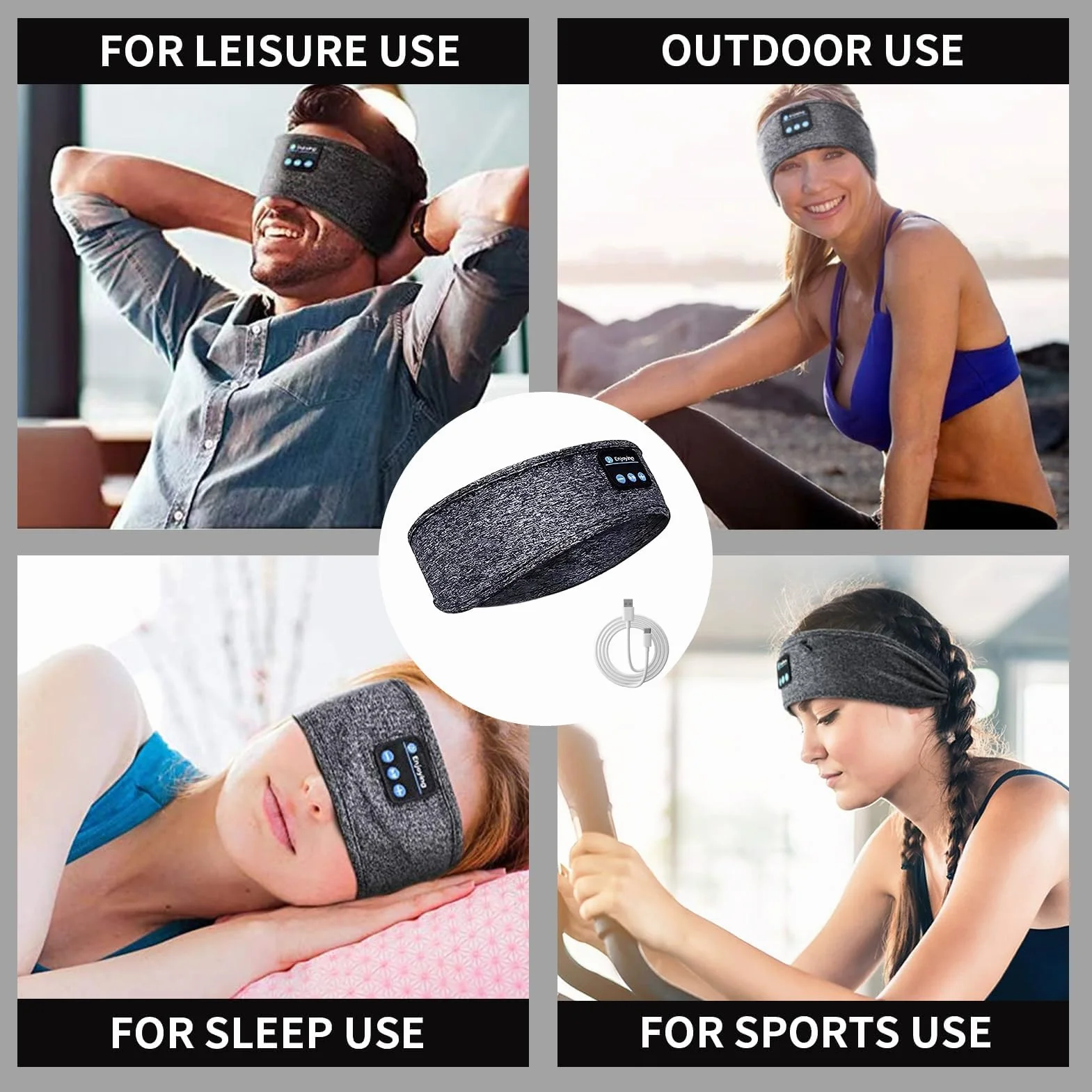 Opaska na głowę Bluetooth do spania z głośnikami stereo HD, wielofunkcyjny zestaw słuchawkowy do spania, zmywalna maska nocna, do uprawiania sportu, jogi, podróży, najwyższy komfort dla osób