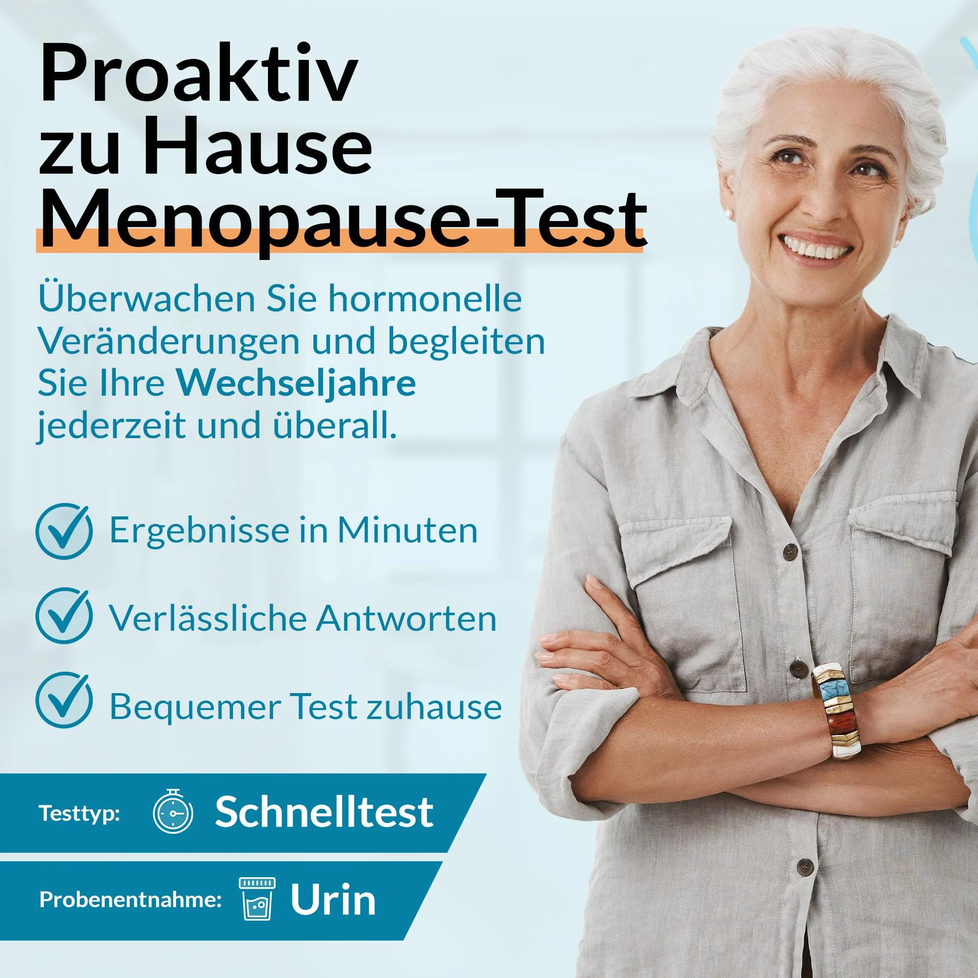 GetTested at Home Menopauza Test FSH (2 testy) Nasz szybki test to próbka moczu, tzw. Test midstream, który daje odpowiedź w ciągu kilku minut. Zawiera 2 paski testowe.