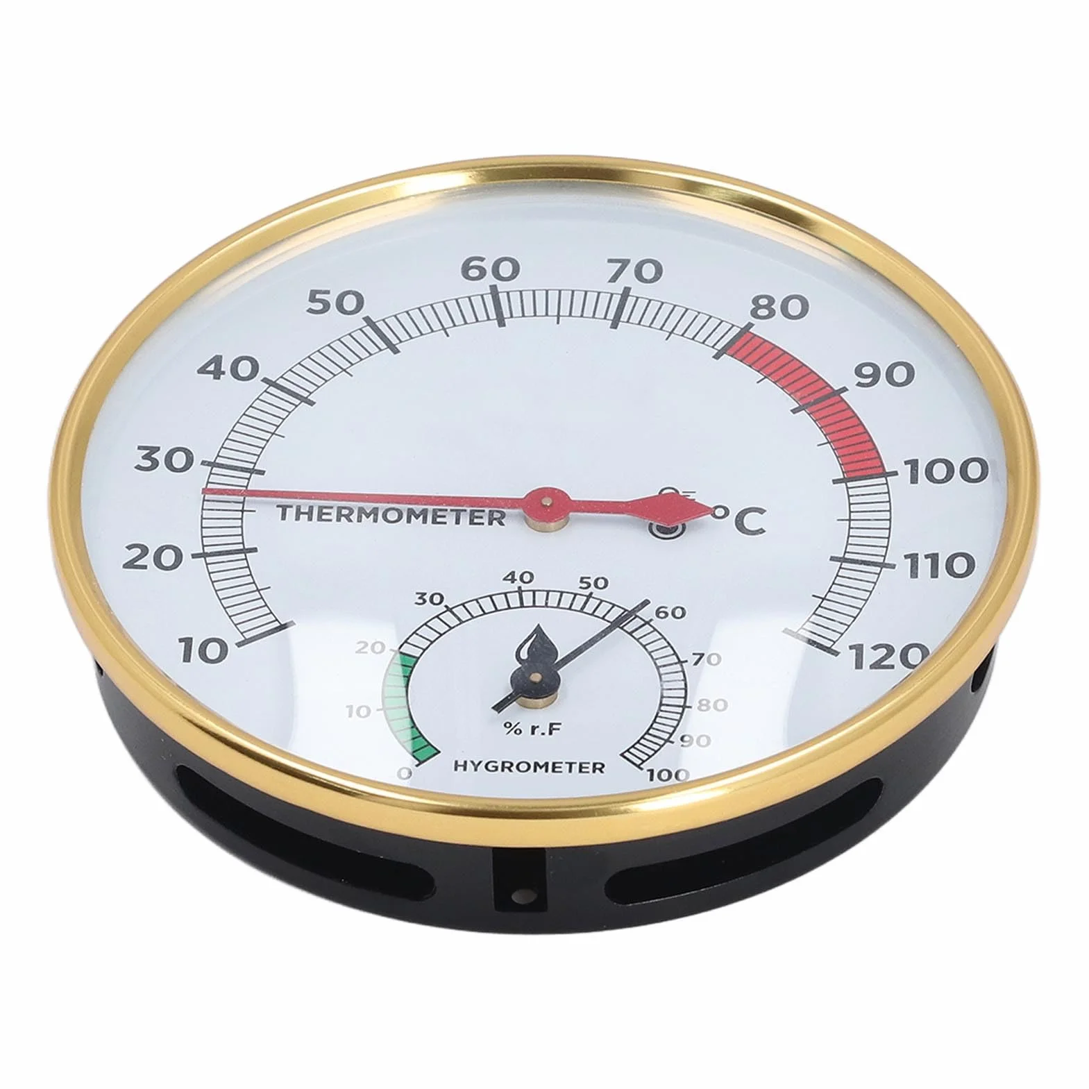 Sauna Higrothermograph 2 w 1, Wskaźnik Temperatury i Higrometr, Szklany Wyświetlacz, Aluminiowy, Montowany na Ścianie
