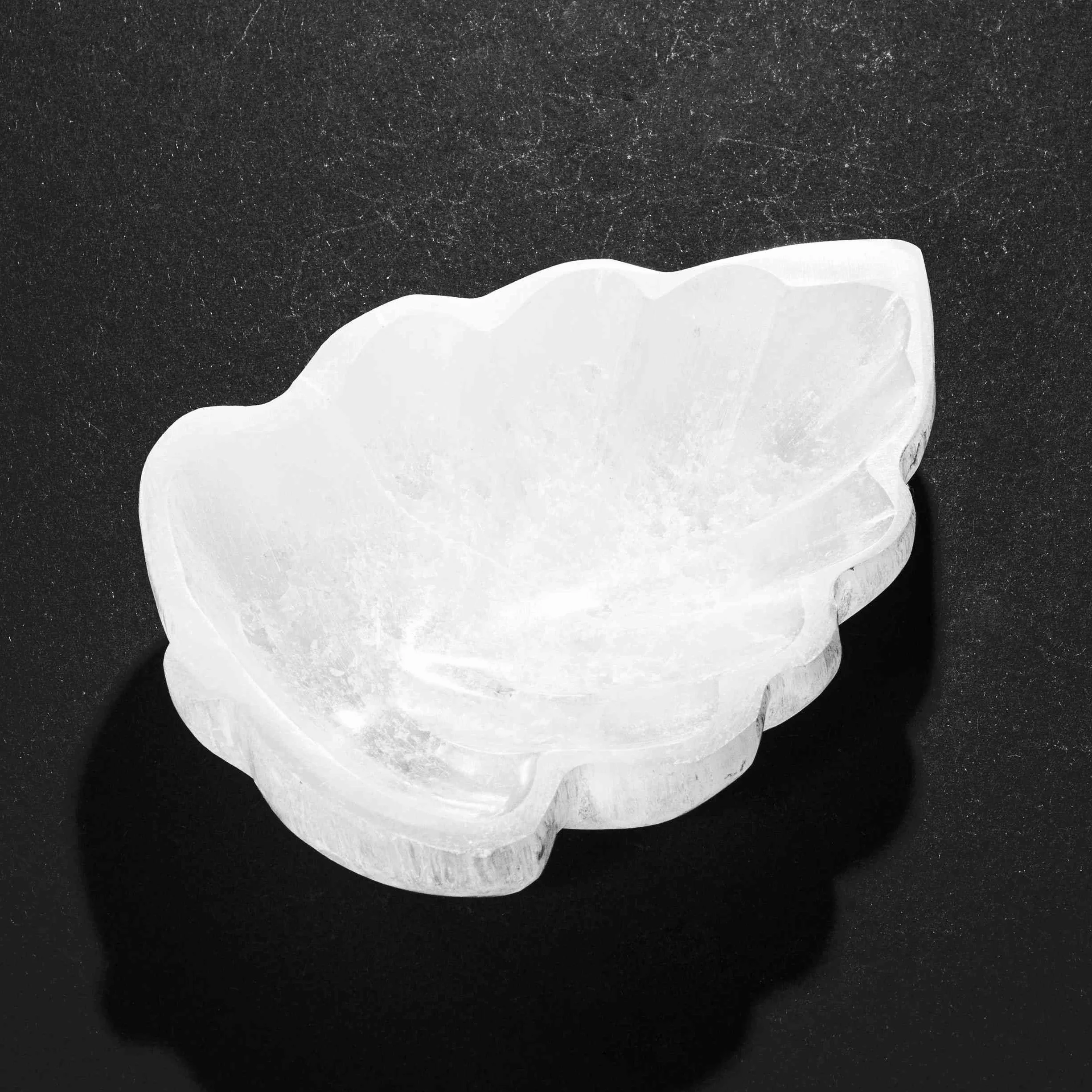 NKlaus Specjalna miska na liście selenitu, 12 x 8 x 2 cm – wyjątkowa miska na liście selenitu, ręcznie wykonana do kamieni szlachetnych, biżuterii i dekoracji, do pracy energetycznej, medytacji i