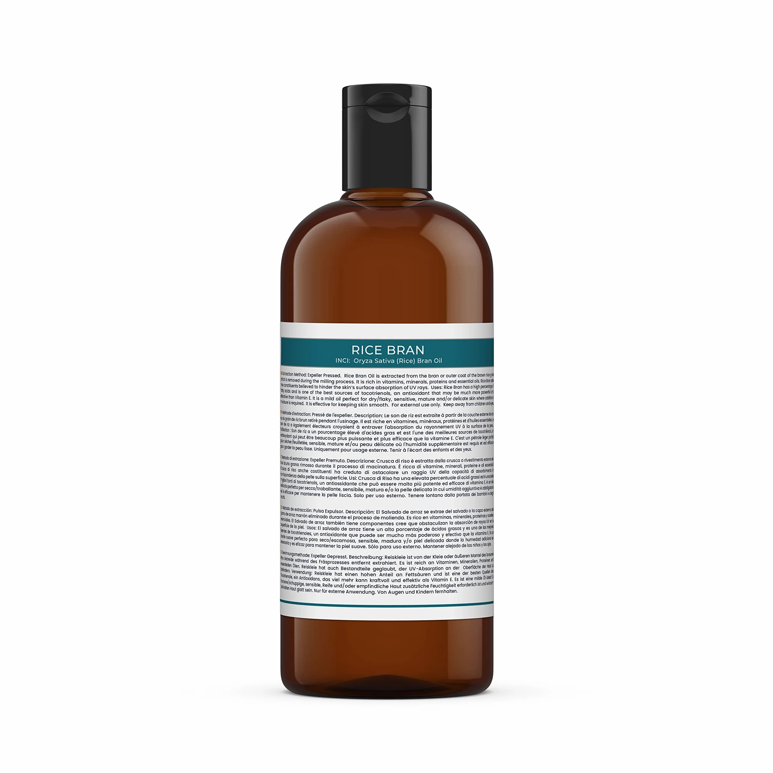 Mystic Moments Olejek nośny z otrębów ryżowych 500 ml - czysty i naturalny olejek idealny do włosów, twarzy, paznokci, aromaterapii, masażu i rozcieńczania oleju, wegański bez GMO
