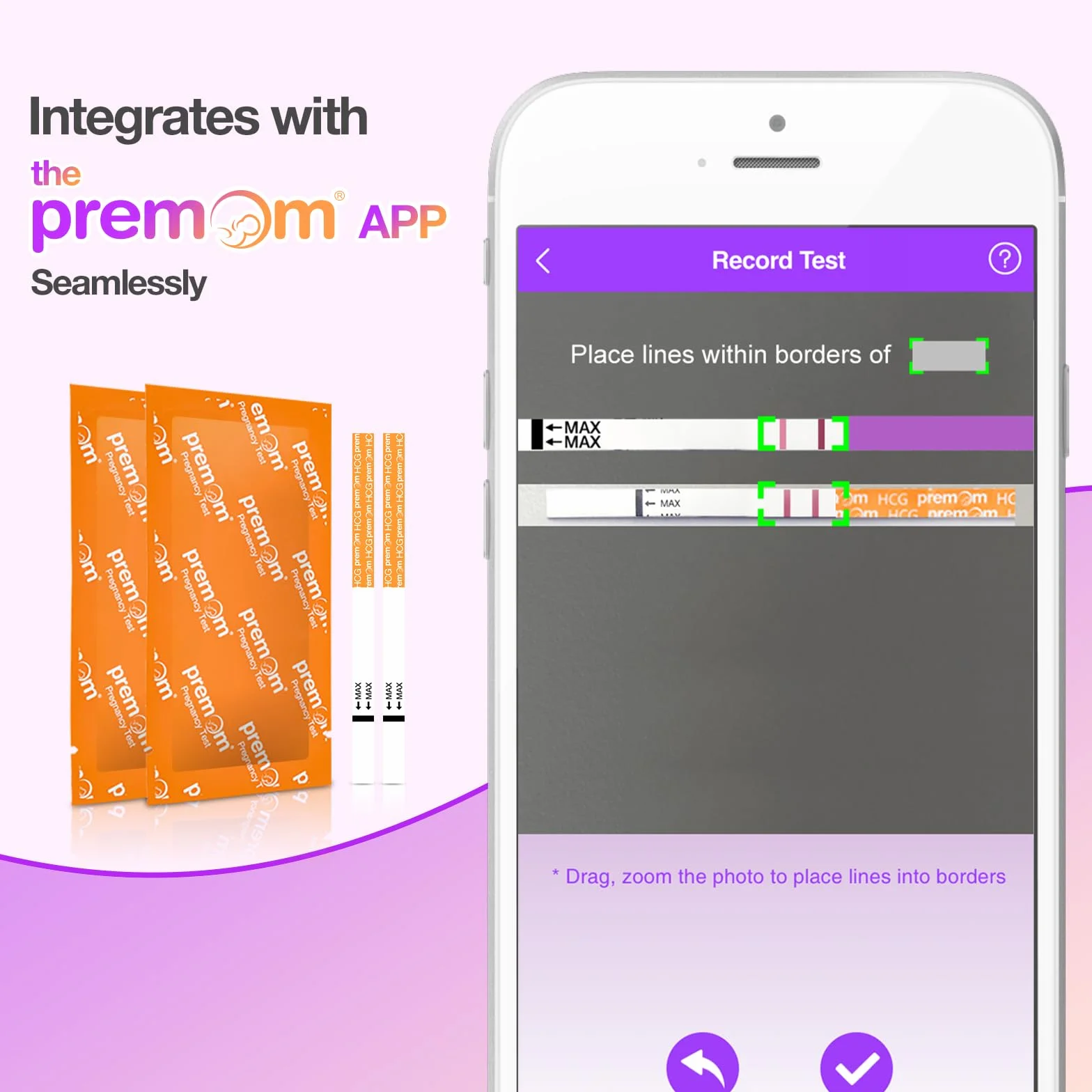 30 Premom Ultraczuły Test Ciążowy : Szybki test hCG 10 mIU/ml moczu z aplikacją Smart App Premom丨 Pasek z odczynnikami do wczesnej ciąży