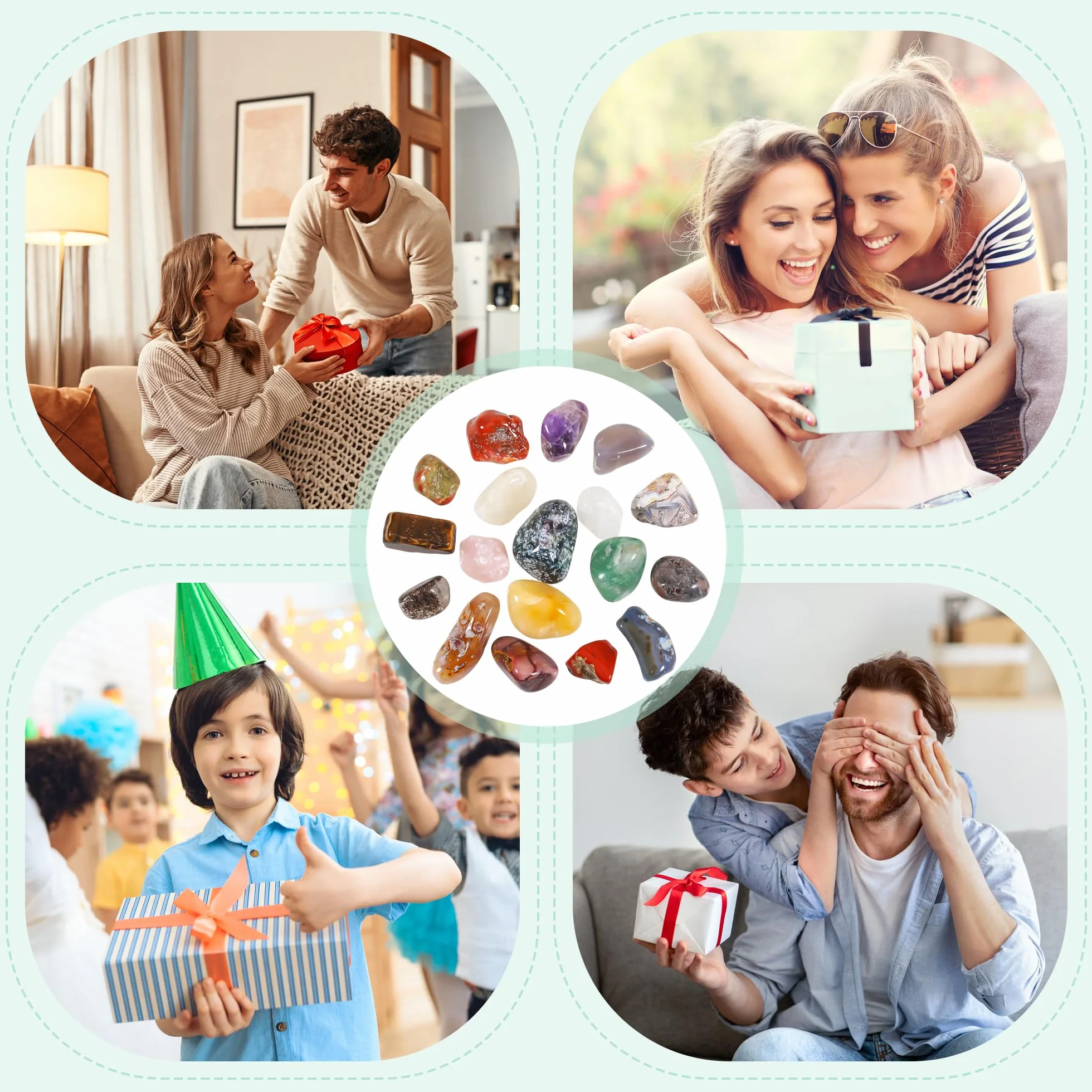 Zestaw 18 naturalnych polerowanych kamieni czakry do medytacji i reiki