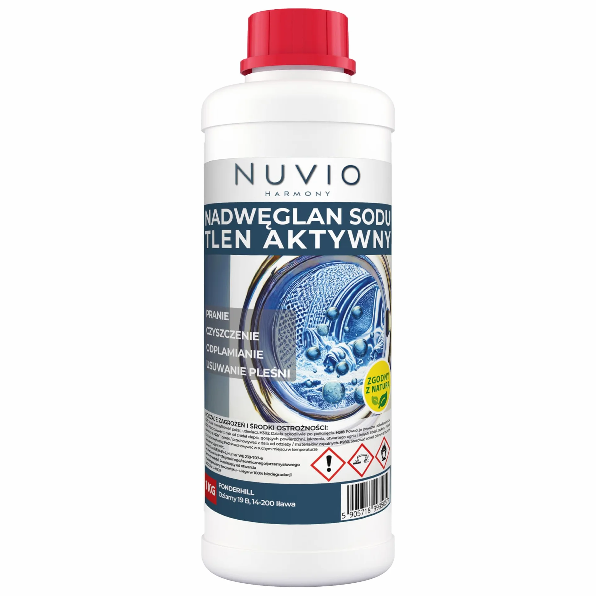 Nuvio Nadwęglan Sodu, Ekologiczny Środek Czyszczący, Proszek, Uniwersalny, Do Prania i Czyszczenia, 1kg, Do Tkanin i Powierzchni Zmywalnych