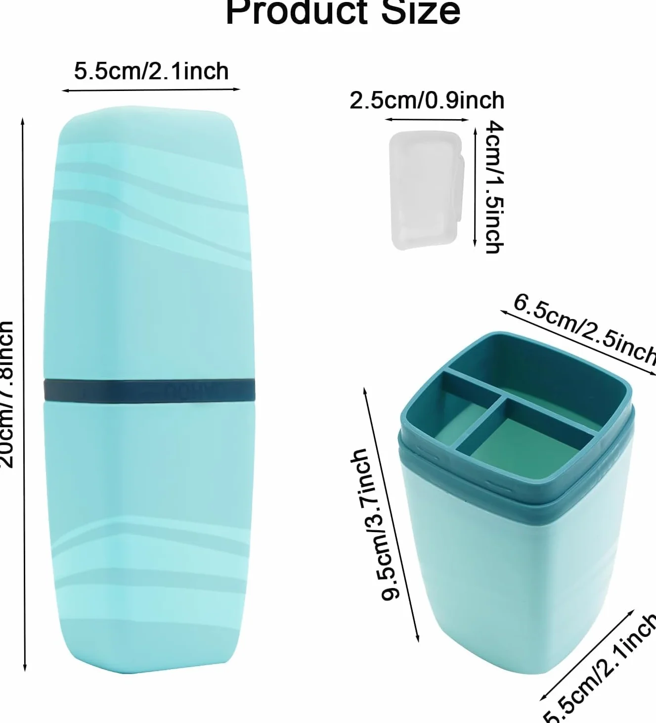 Etui na szczoteczkę do zębów, pudełko na szczoteczkę do zębów, kubek podróżny, na kemping, do szkoły, na co dzień (3 kolory), niebieski/szary/czarny, Zestaw bagażu