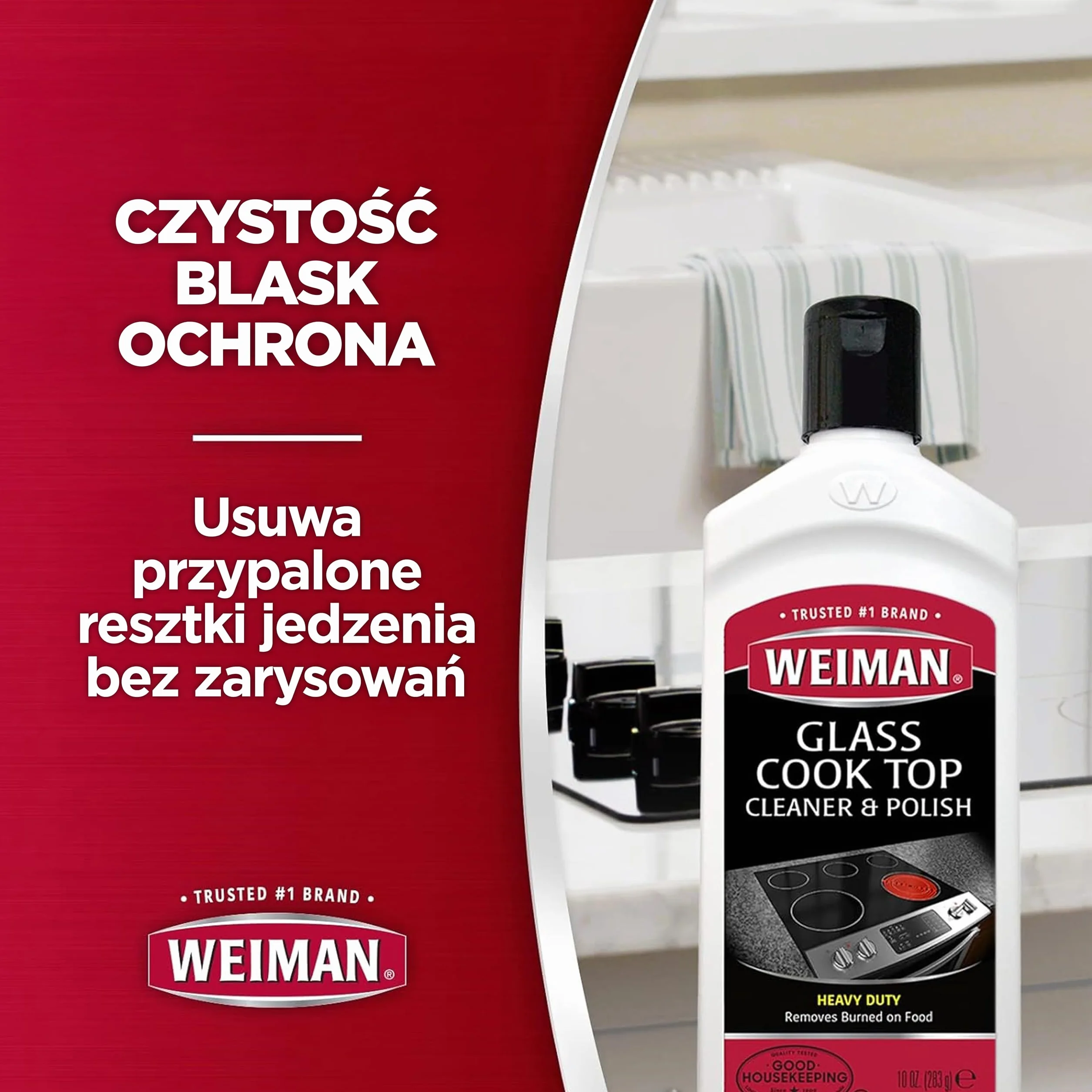 Weiman Glass Cook Top Cleaner and Polish Zestaw do czyszczenia płyt kuchennych z gąbką 300 ml