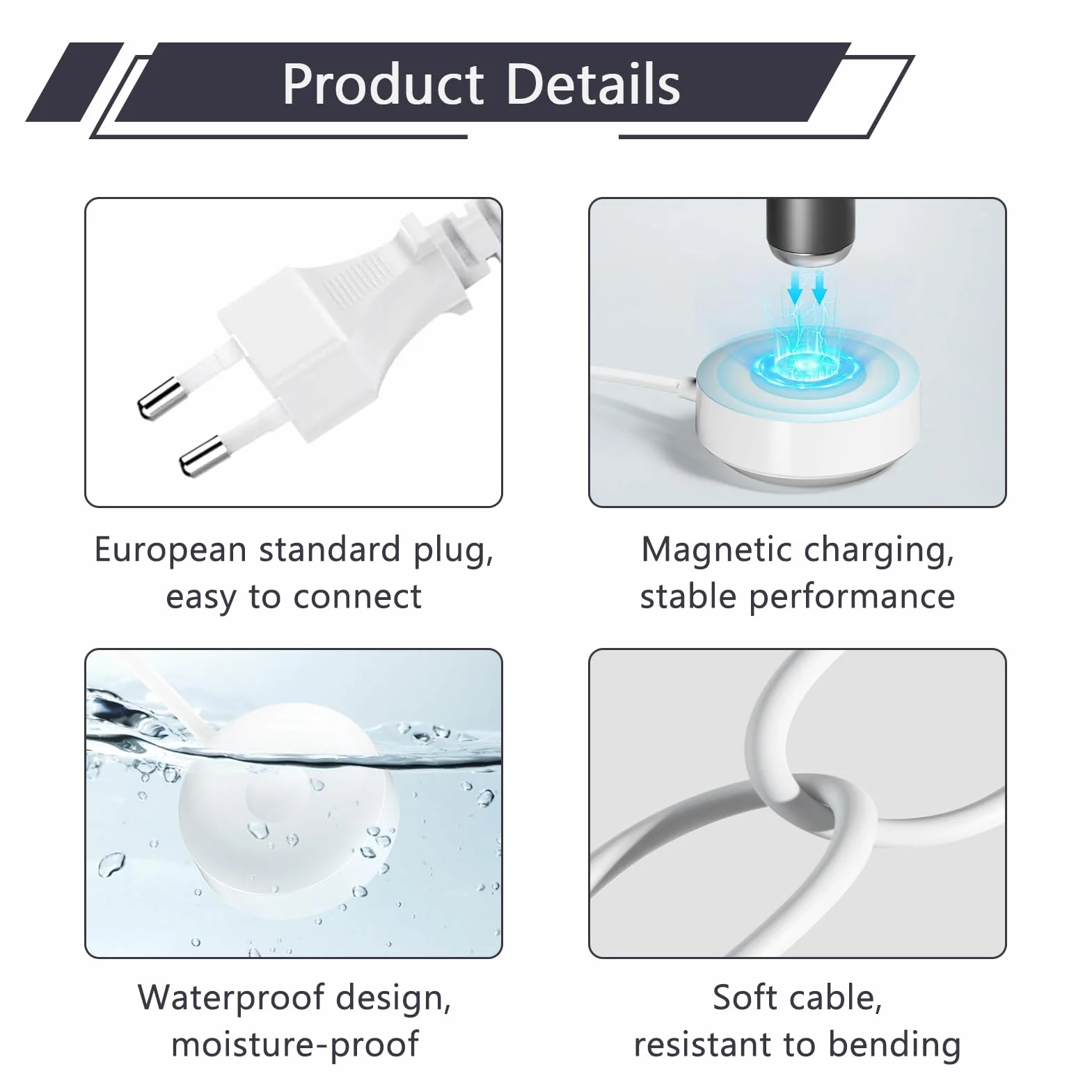 Stacja ładująca kompatybilna z Braun Oral B iO Series 7 8 9 (model 3768), zapasowa ładowarka, elektryczna szczoteczka do zębów, ładowarka, podstawa, indukcyjna stacja ładująca IPX7, wodoszczelny