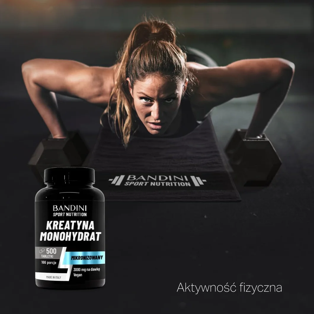 Bandini® Mikronizowany Monohydrat Kreatyny 500 tabletek po 3000mg w dawce - Suplement na treningi, siłownię i przed treningiem - 100% Wegańskie - Na bazie 100% czystego Monohydratu Kreatyny
