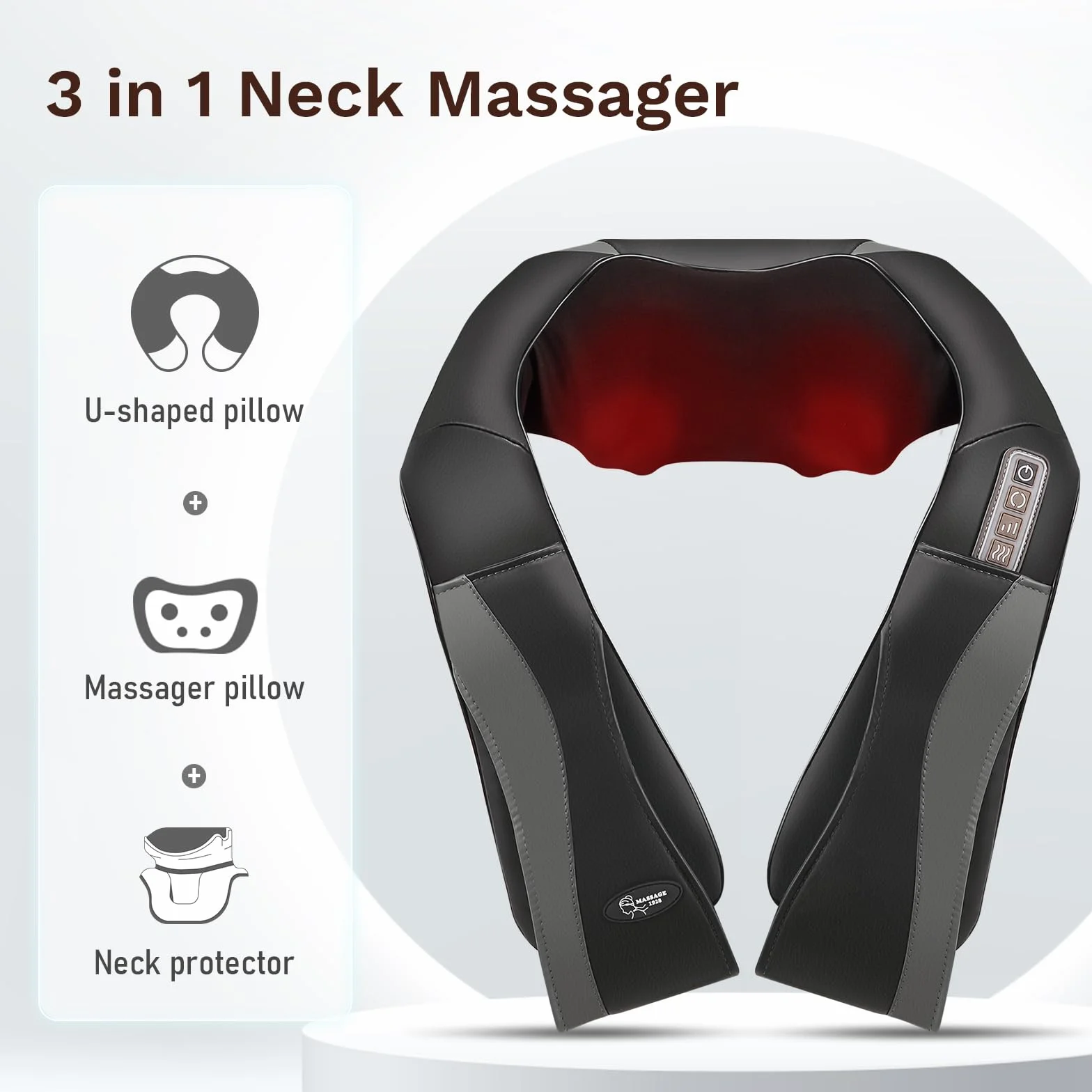 Elektryczny masażer karku z funkcją ogrzewania, elektryczny masażer ramion shiatsu do masażu pleców, nóg, stóp, domu i biura