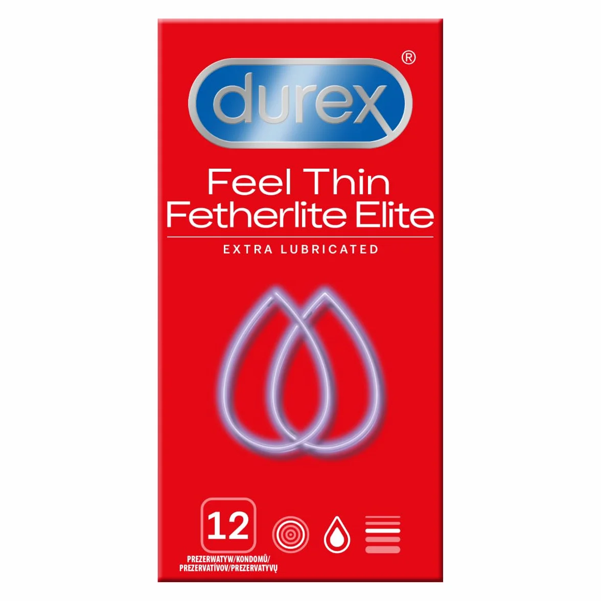 Durex Feel Thin Fetherlite Elite Prezerwatywy cienkie przezroczyste 12 szt.