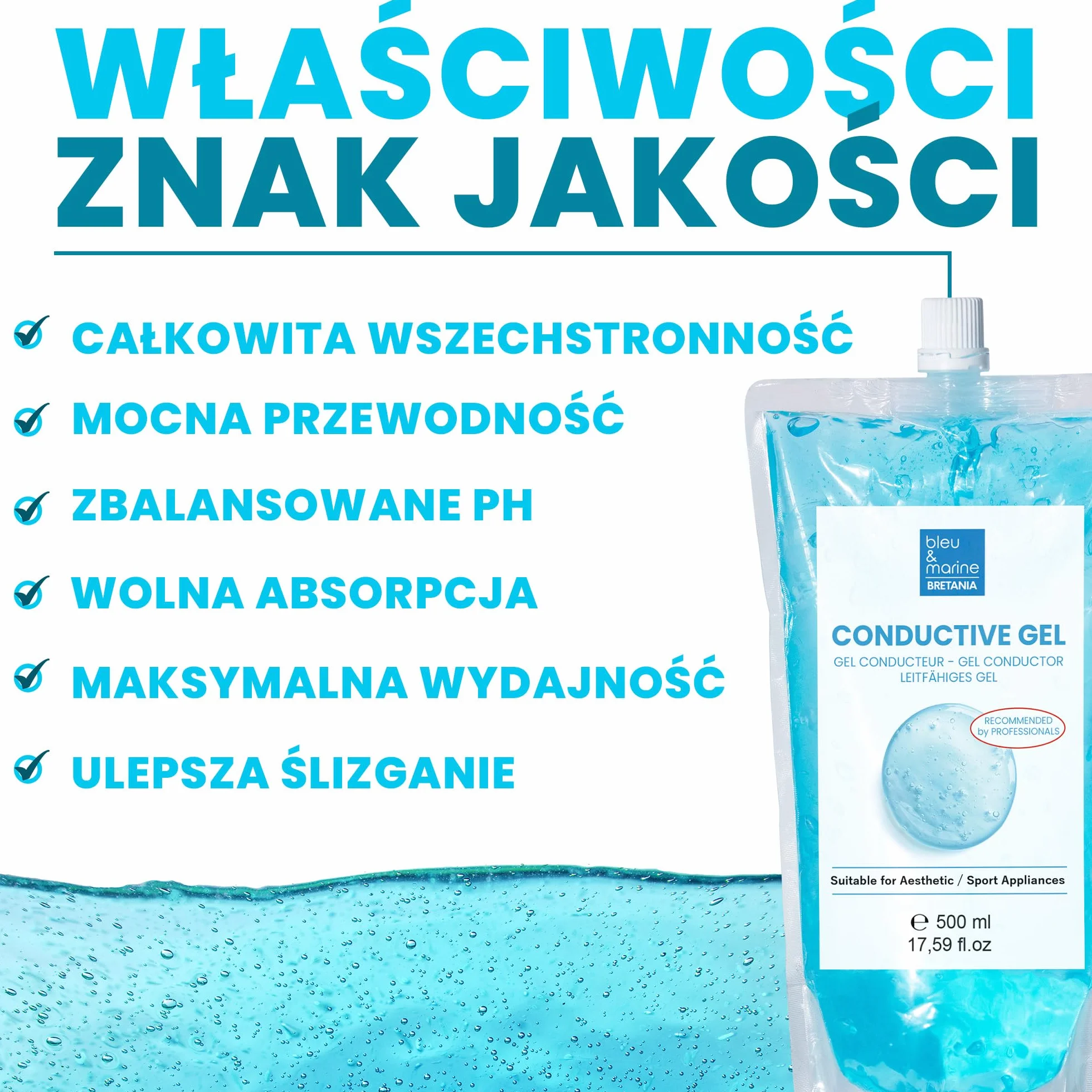 Oto idealny Gel Przewodnik do Profesjonalnej Aparatologii Kosmetycznej: Radiofrekwencja, Mikroprądy na Twarz, Ultrasonoterapia, Elektrody, Kawitacja, Depilacja IPL, Laser - 500 ml