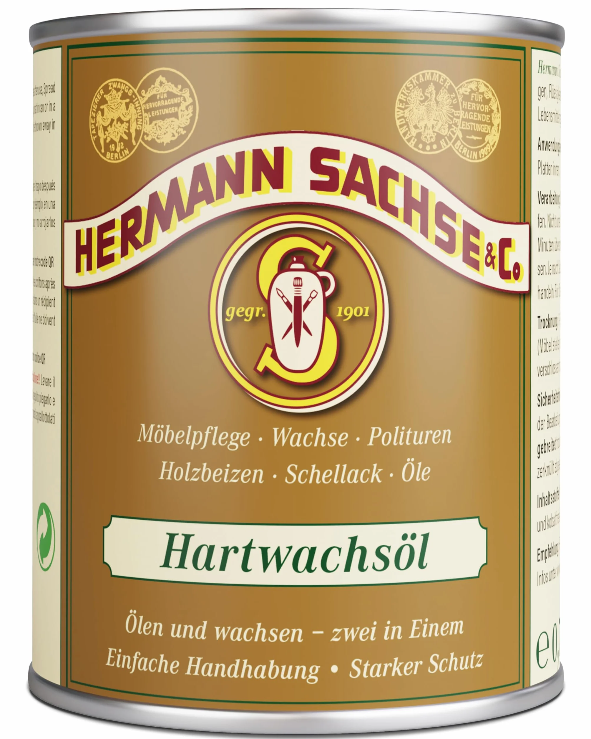 Hermann Sachse Olej z twardego wosku bezbarwny 750 ml olej do pielęgnacji drewna 2 w 1 do podłóg drewnianych