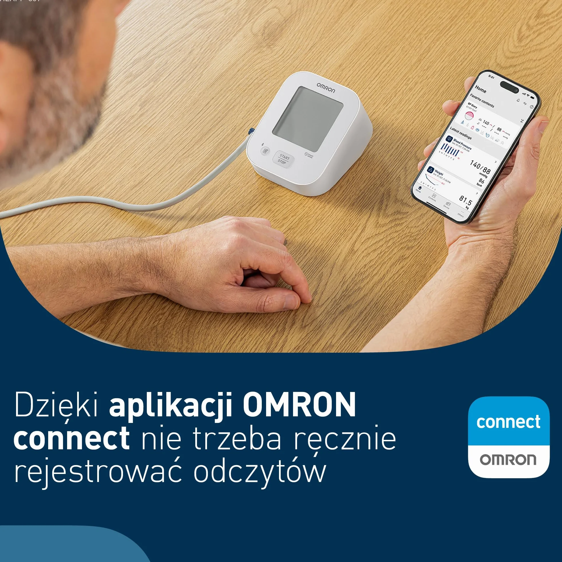 OMRON X2+ Connect Ciśnieniomierz Naramienny, Zatwierdzone Klinicznie Urządzenie Mierzące Ciśnienie Krwi z Mankietem (22-42cm), Aparat do Mierzenia Ciśnienia z Bluetooth oraz Aplikacją OMRON Connect