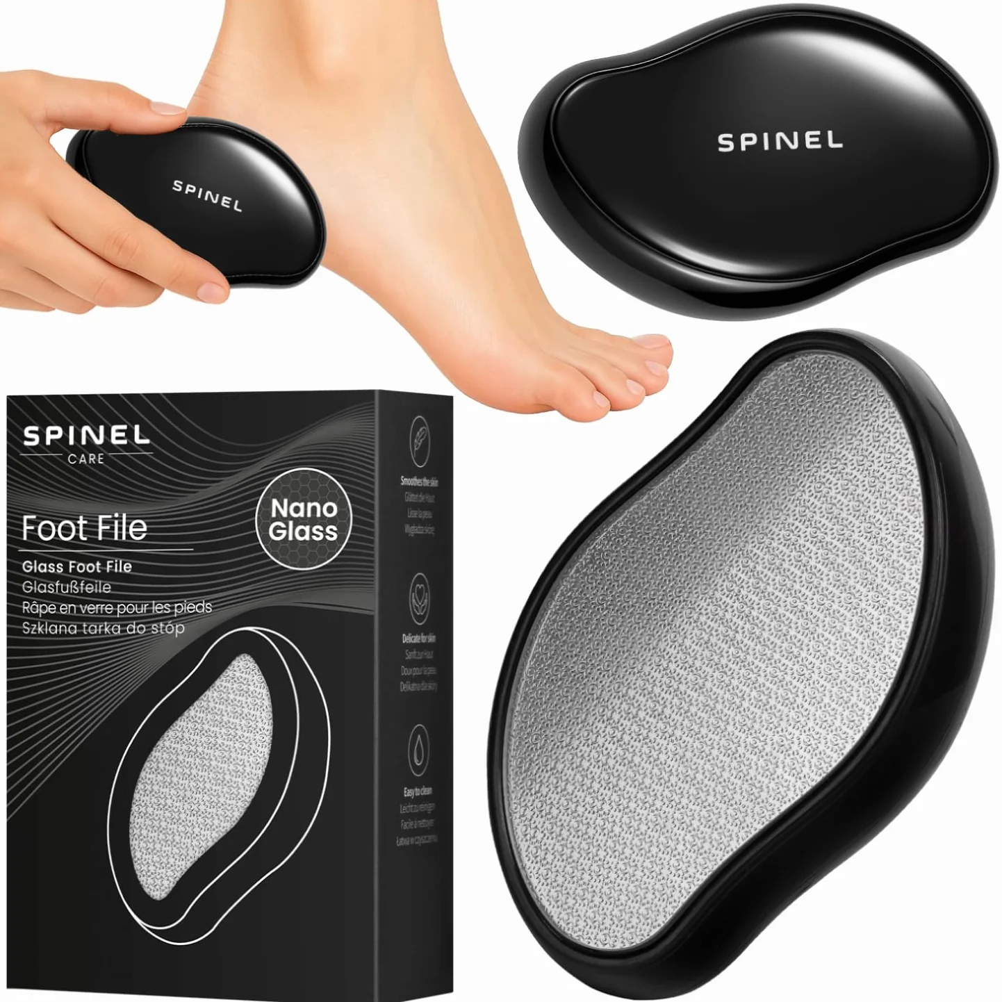 Spinel care, Tarka do stóp, pumeks z 3D nano szkłem do pięt, czarna