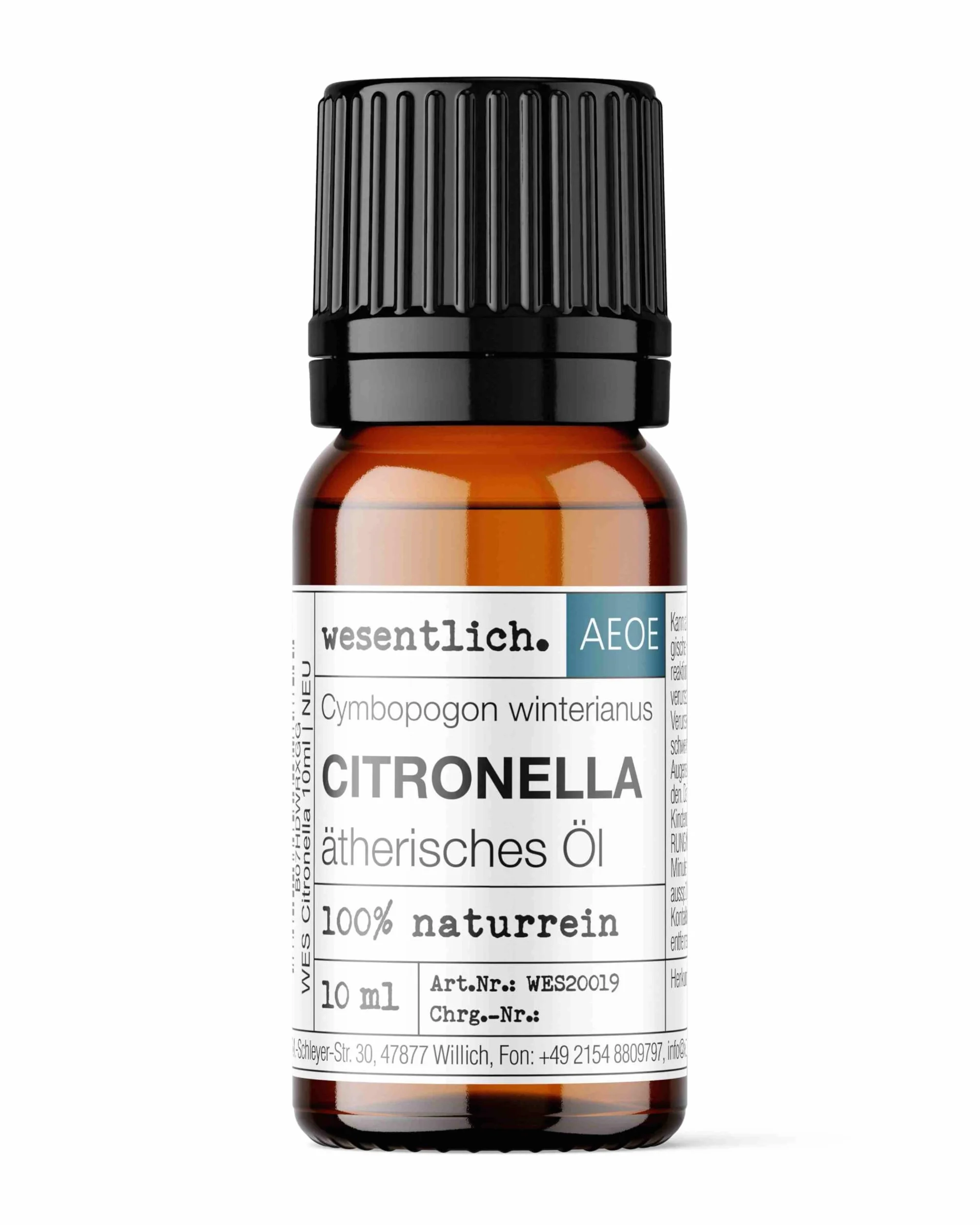 Olejek Citronella – czysty olejek eteryczny od wesentlich. – 100% naturalny w szklanej butelce (10 ml)