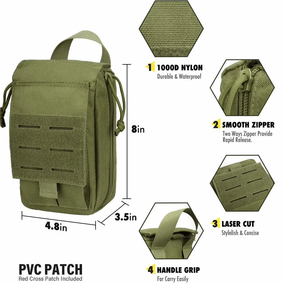 WYNEX Tactical Rip Away apteczka pierwszej pomocy, wycinana laserowo konstrukcja Molle EMT, torba survivalowa IFAK, wydmuchuje medyczny organizator ratunkowy