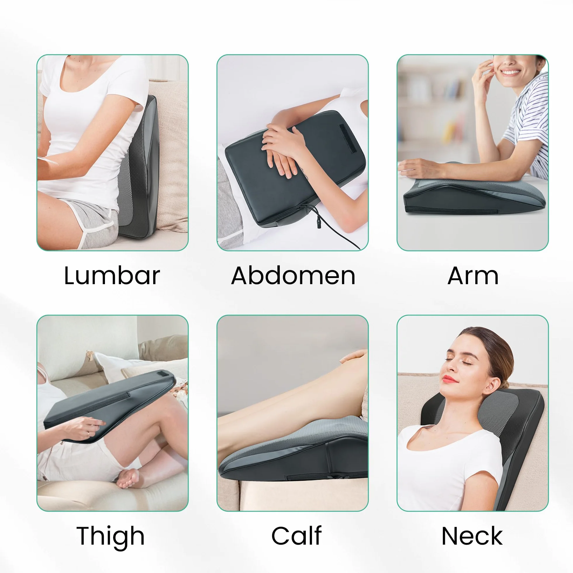 Snailax Poduszka do masażu Shiatsu 3D z ogrzewaniem na plecy, kark, ramiona