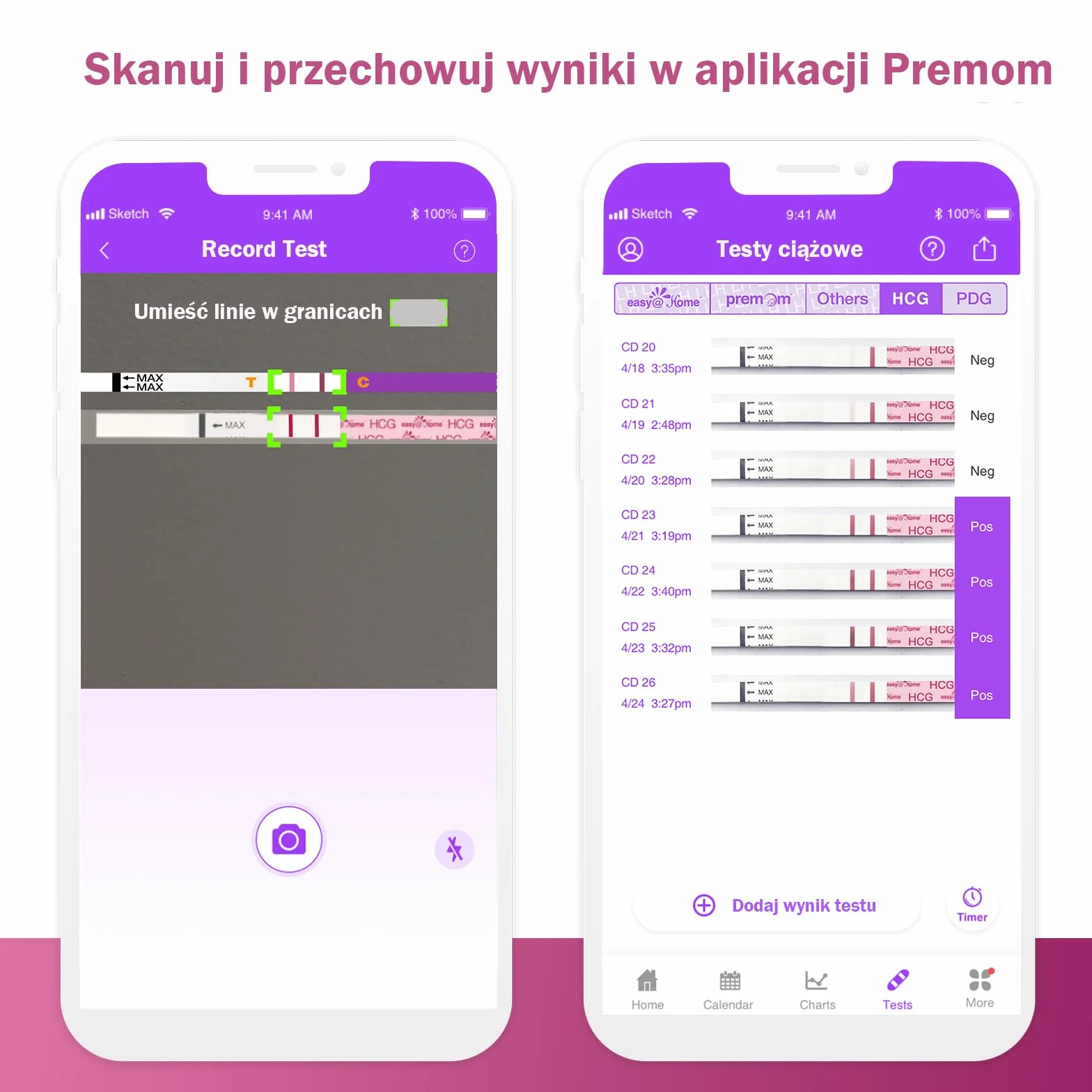 Easy@Home test ciążowy 10 mIU/ml z aplikacją Premom