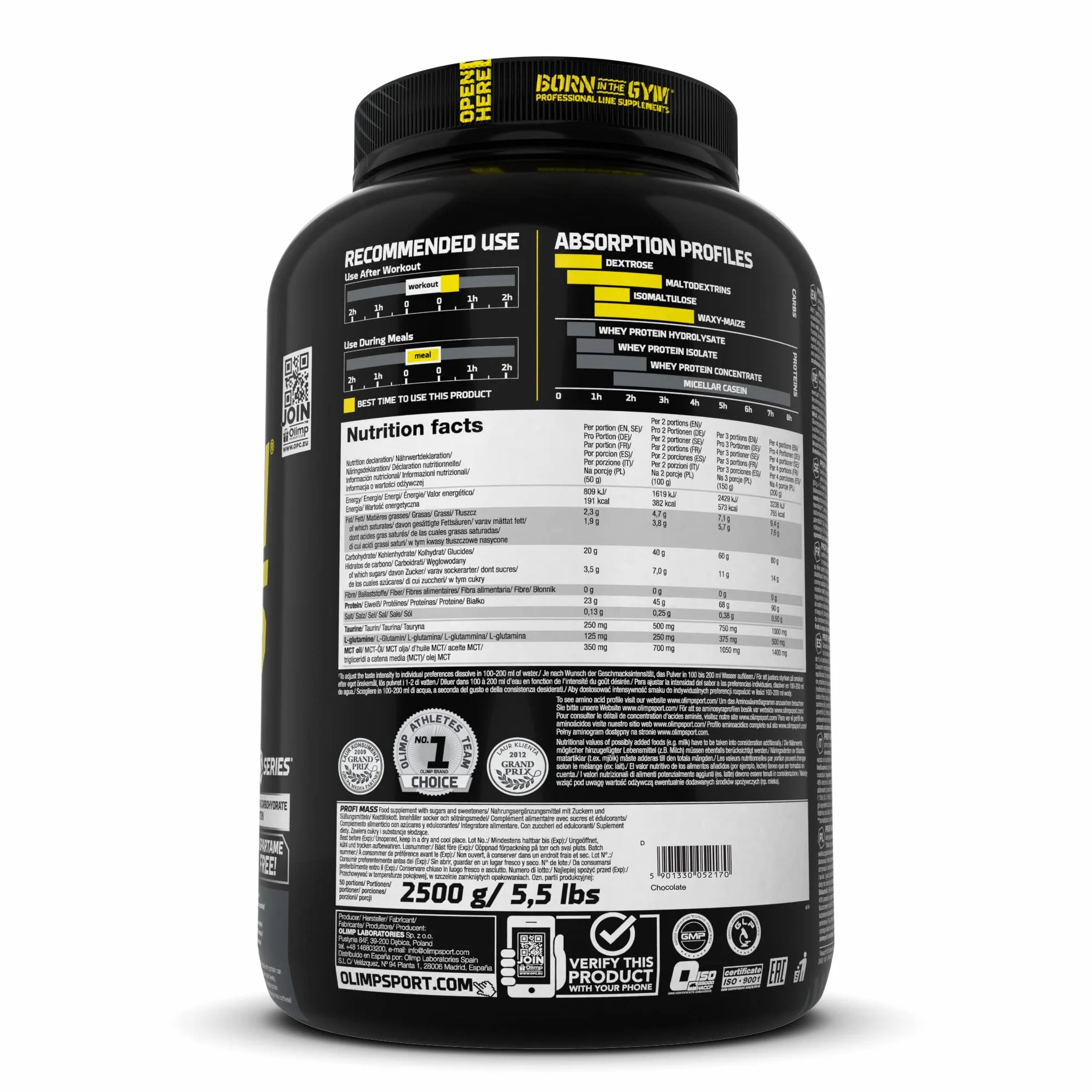 Olimp Profi Mass Weight Gainer, 2500 g Beutel (Schoko)