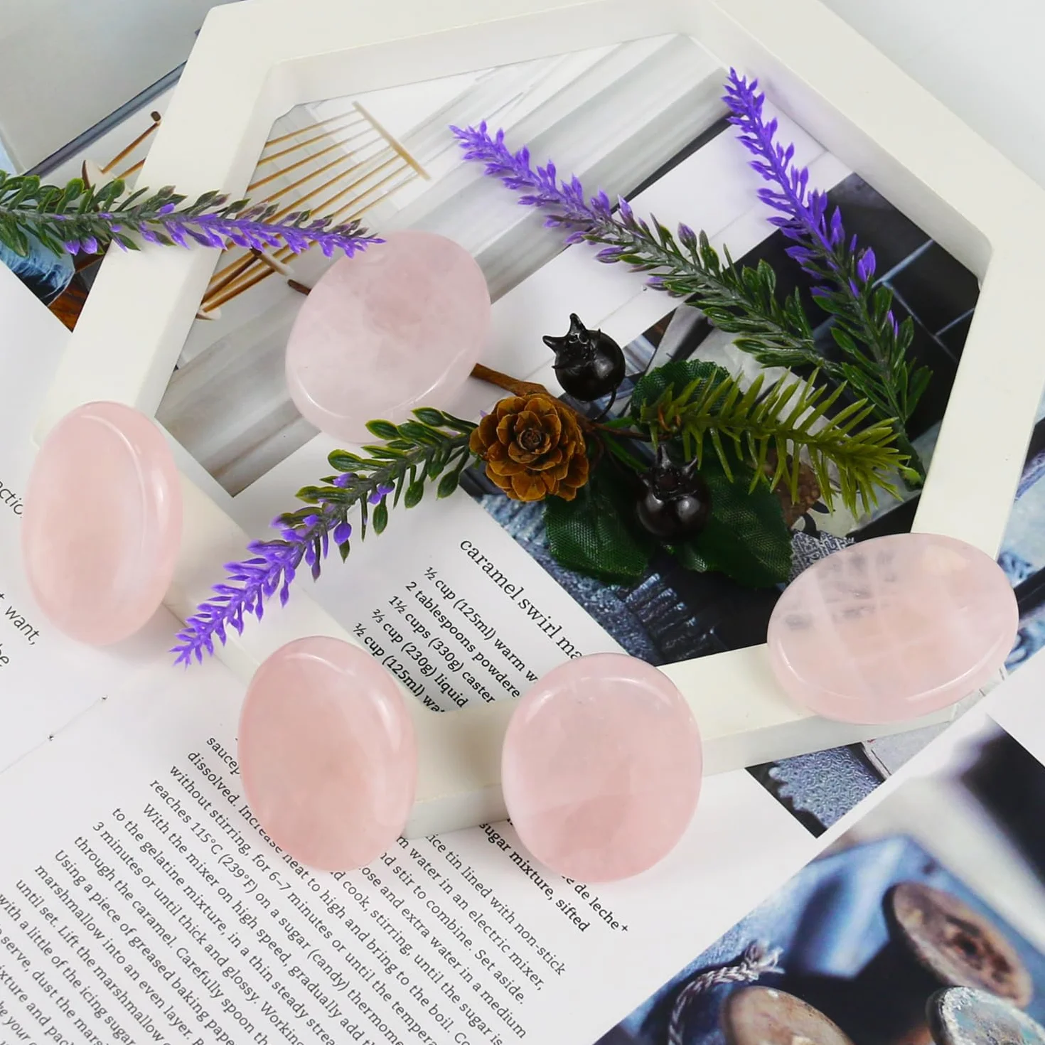 Worry Stones Kryształy kwarcu różowego,kryształy czakr i kamienie lecznicze,owalny kamień palmowy,kamień kciuka,kryształy dla początkujących,prezenty duchowe dla kobiet (1 szt.)