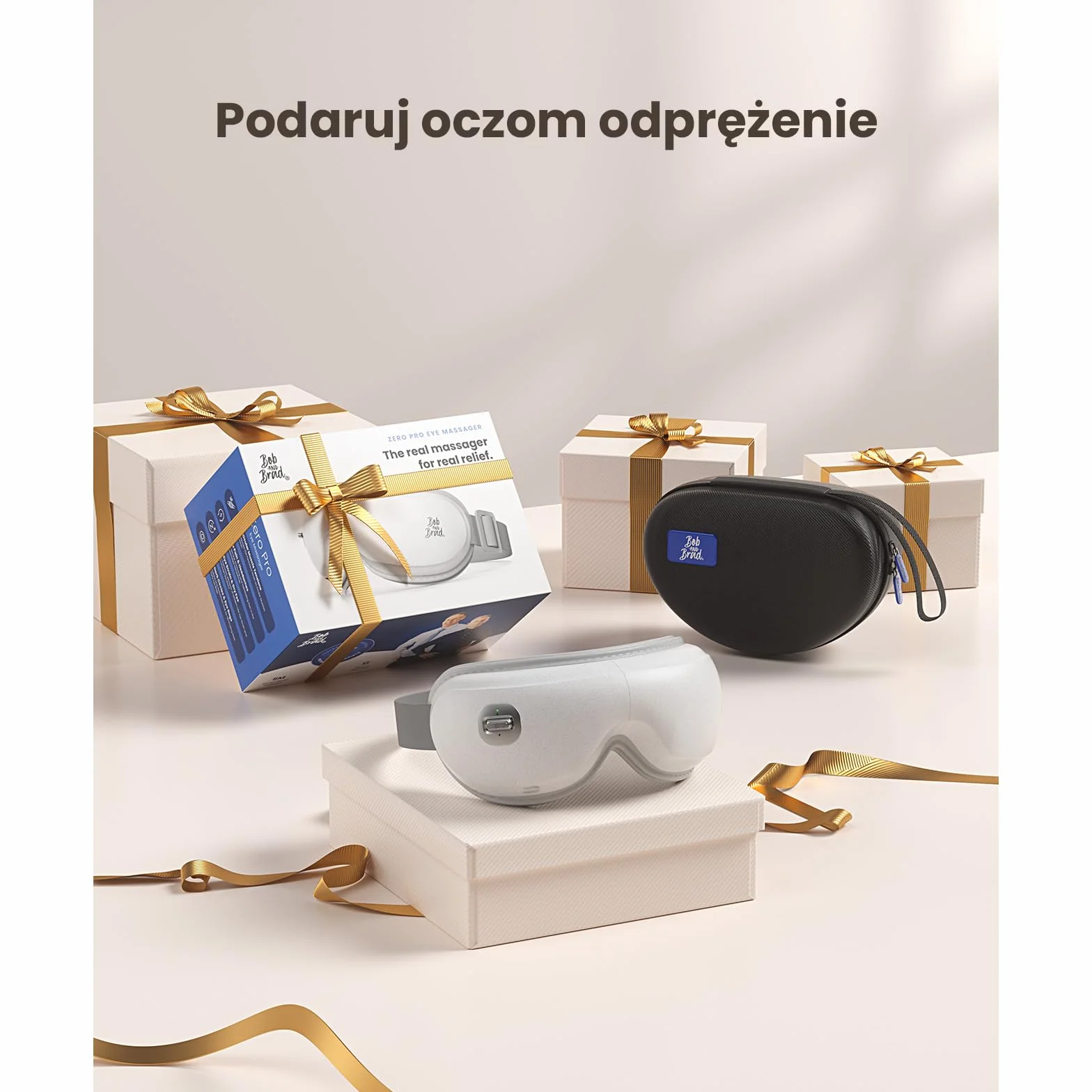 Bob and Brad Zero Pro cichy masażer do oczu z podgrzewaniem i chłodzącą maską żelową, podgrzewana maska 3D na oczy do relaksu i zmęczonych oczu, prezent dla kobiet i mężczyzn