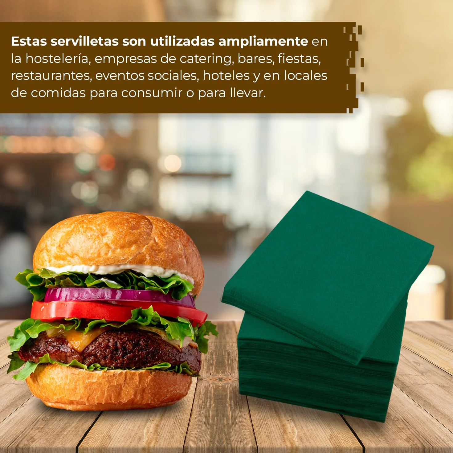 Hostelnovo - 600 szt. zielonych serwetek stołowych - Papier jednorazowy - Mikropunkt 10 x 10 cm (po złożeniu) i 20 x 20 cm (rozłożony) - Idealne na imprezy cateringowe, barowe i przyjęcia