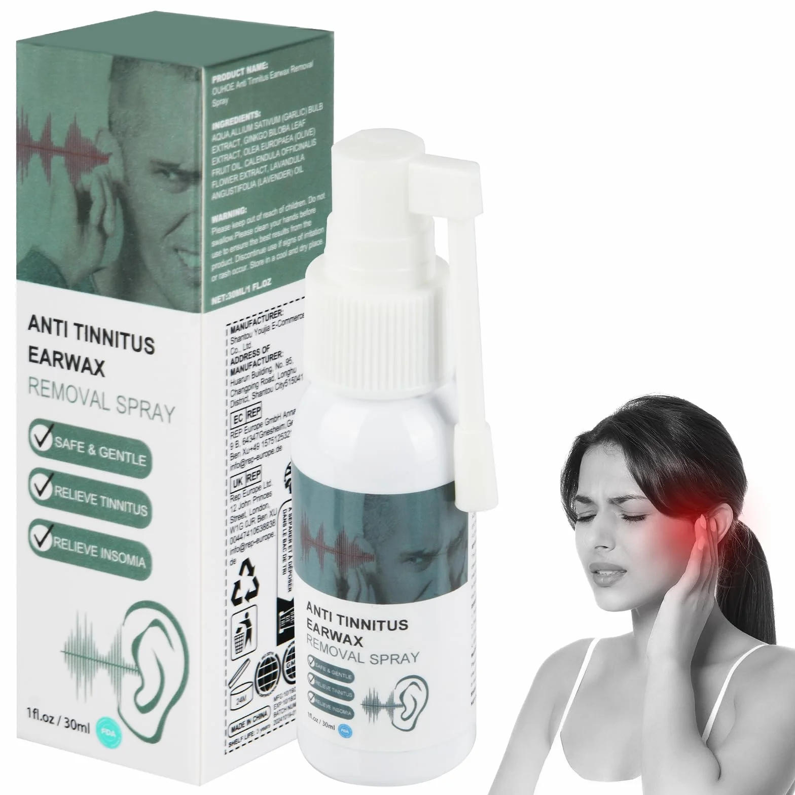 Spray do uszu z oliwą z oliwek 30 ml do usuwania woskowiny