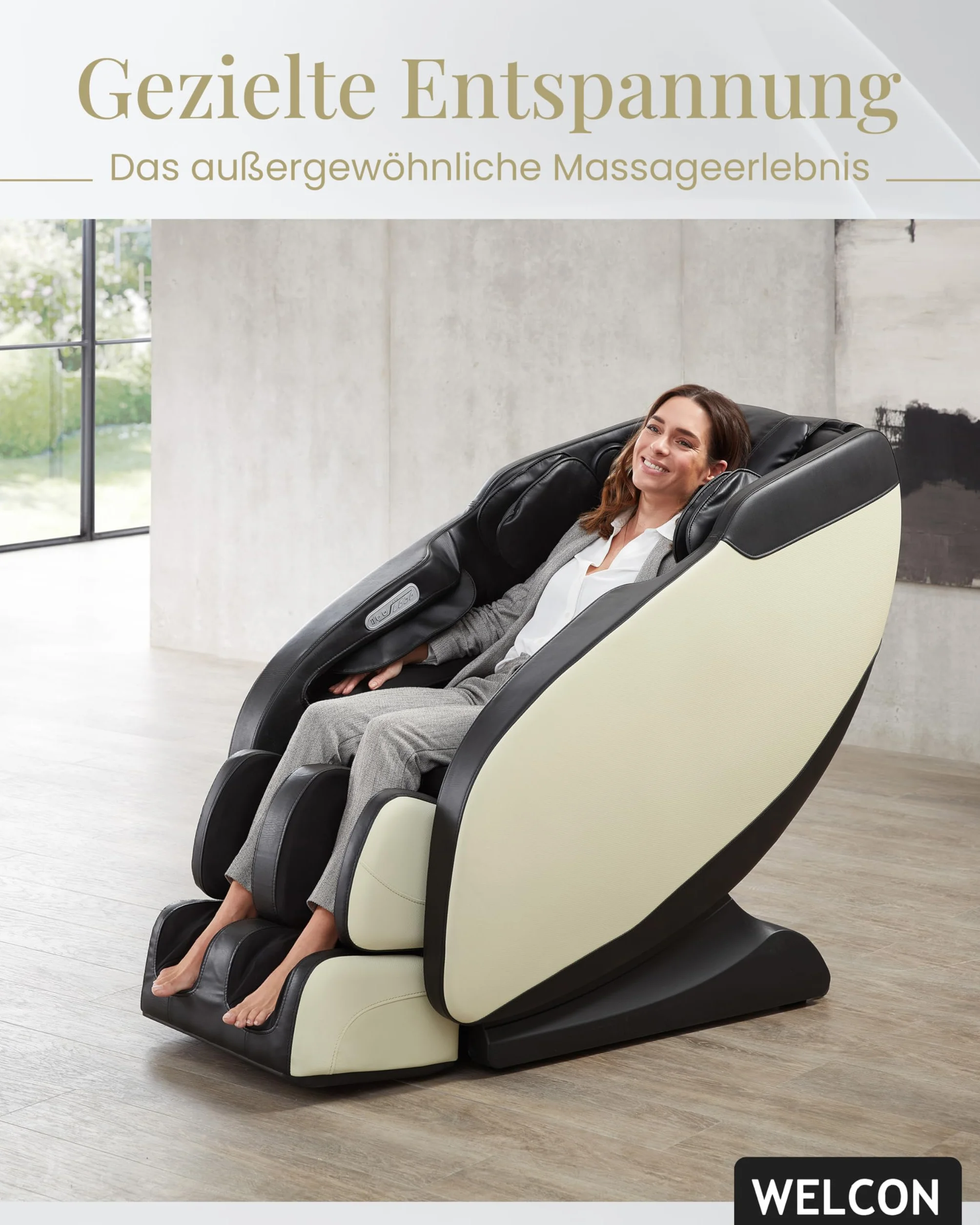 WELCON Fotel do masażu Prestige II 3D Zero Gravity z ogrzewaniem czarno-biały