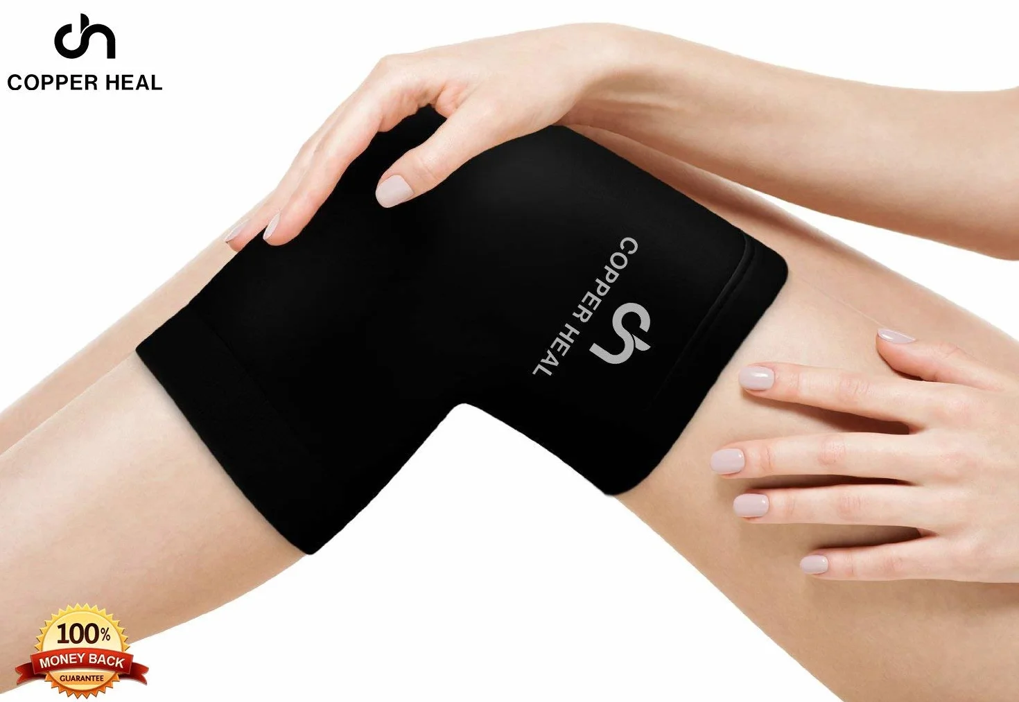 Kompresja kolana Wsparcie kolana MIEDŹ COPPER HEAL Sport regeneracja kolana elastyczna szyna sport mtb antypoślizgowa taśma schody koszykówka komfort kobieta mężczyzna ból stawów kolano orteza (M, BLACK)