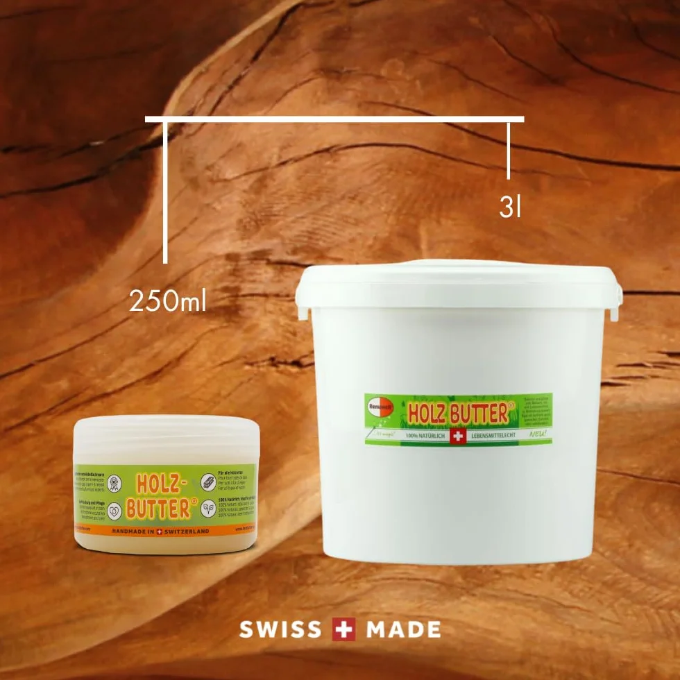 Renuwell 2 x 250 ml masła drewnianego, pielęgnacja mebli, pielęgnacja drewna, 100% nadaje się do kontaktu z żywnością, zestaw ekonomiczny