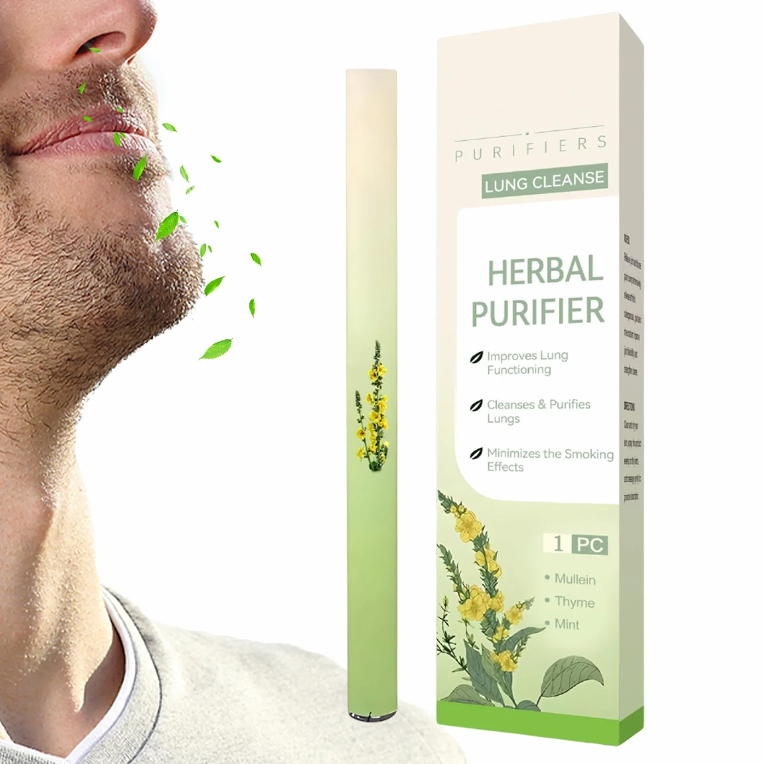 Mullein płyn do czyszczenia płuc oczyszczacz płuc dyfuzor ziół naturalny pręt do inhalatora aromaterapia