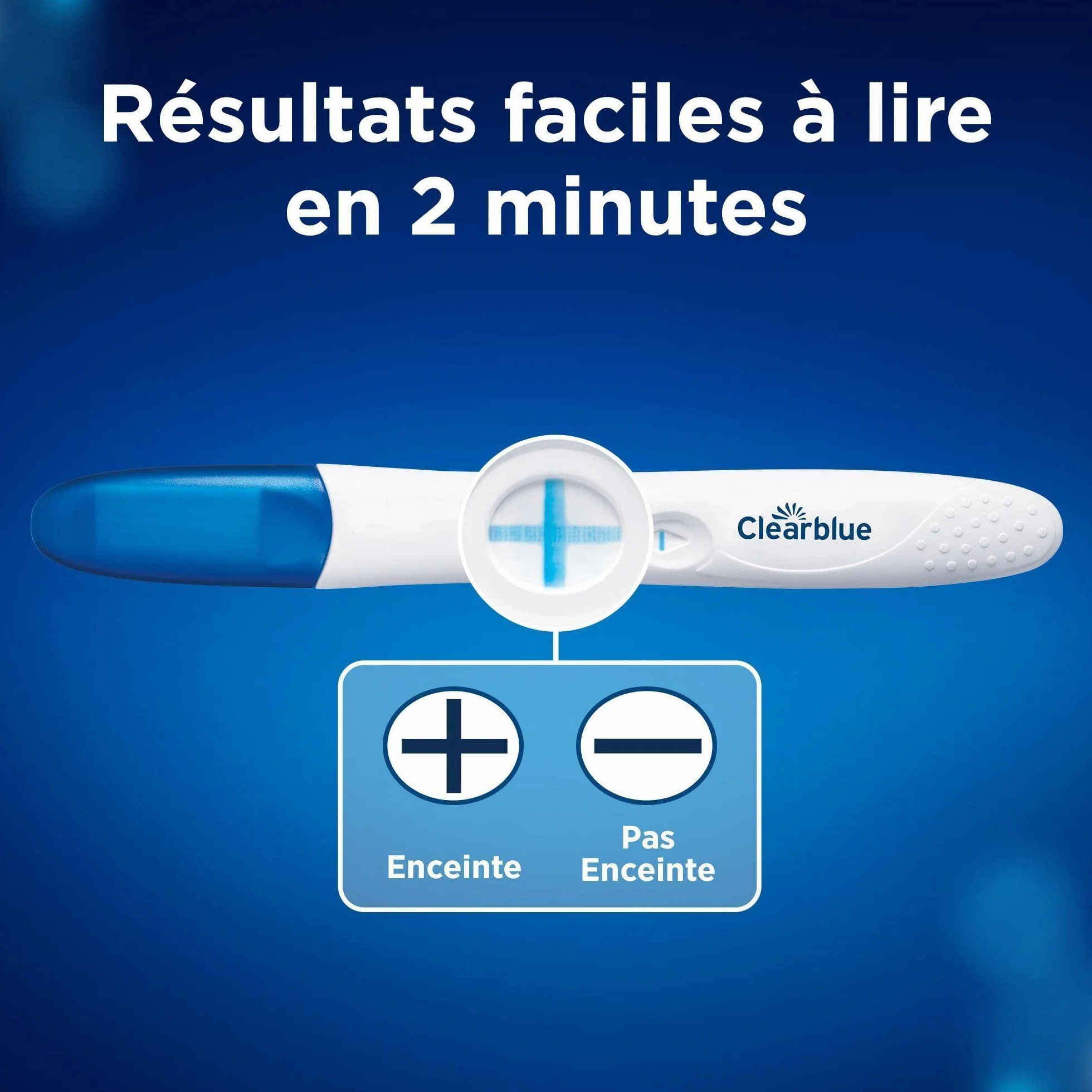 Praktyczny i szybki test ciążowy Clearblue Procter & Gamble, niezawodny w ponad 99%, 2 testy