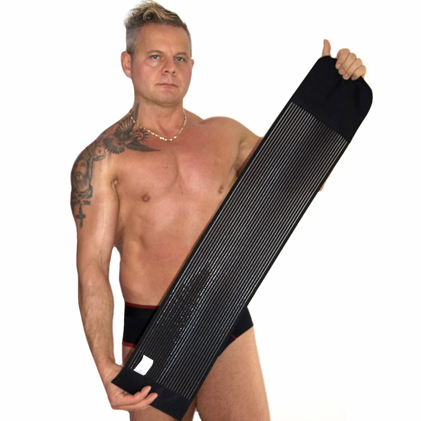 BODYPERFECT Pooperacyjna opaska na brzuch Unisex Korektor pooperacyjny Regulowane zamknięcie XS Czarna