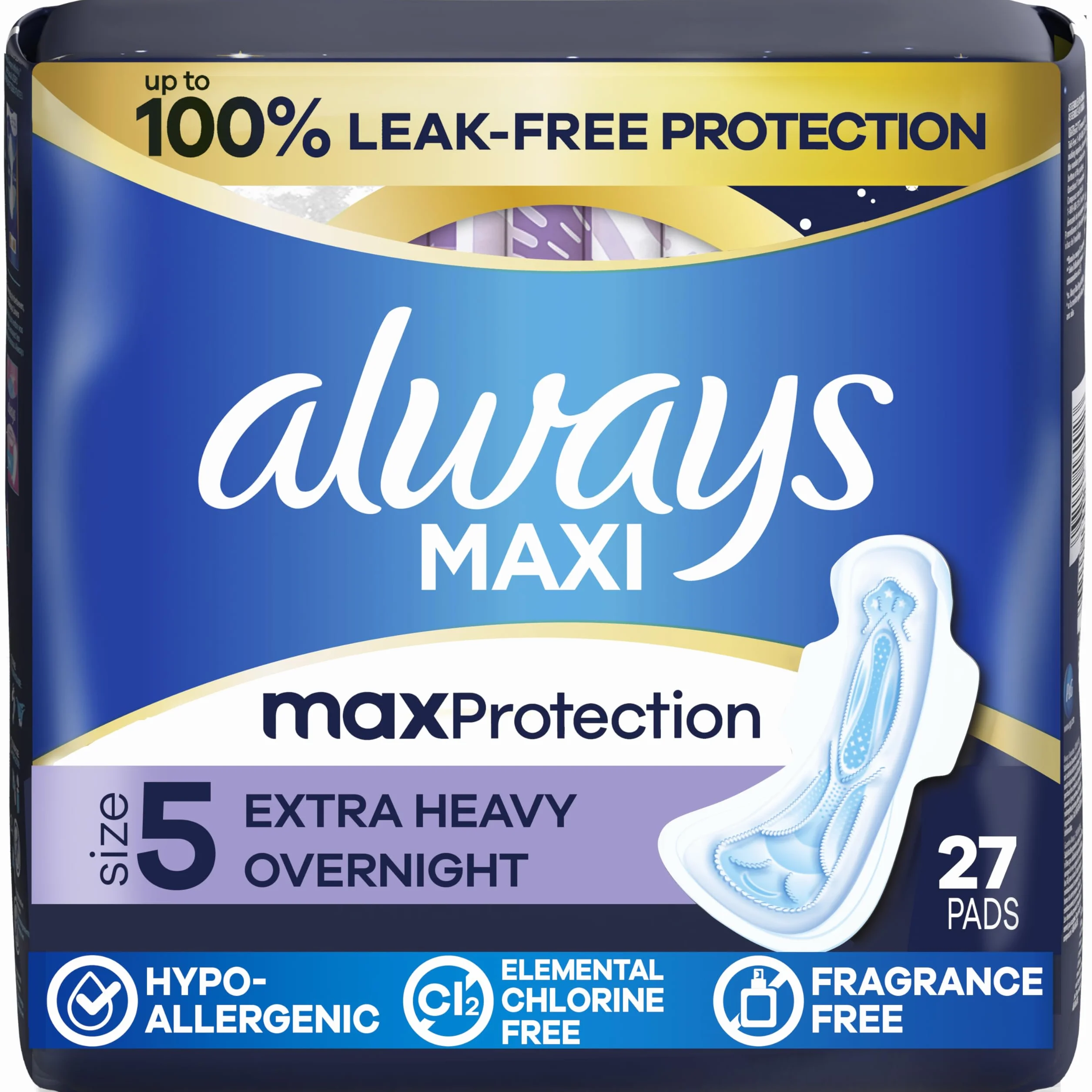 Always Maxi Größe 5 Overnight-Einlagen mit Flügeln 27 Stück