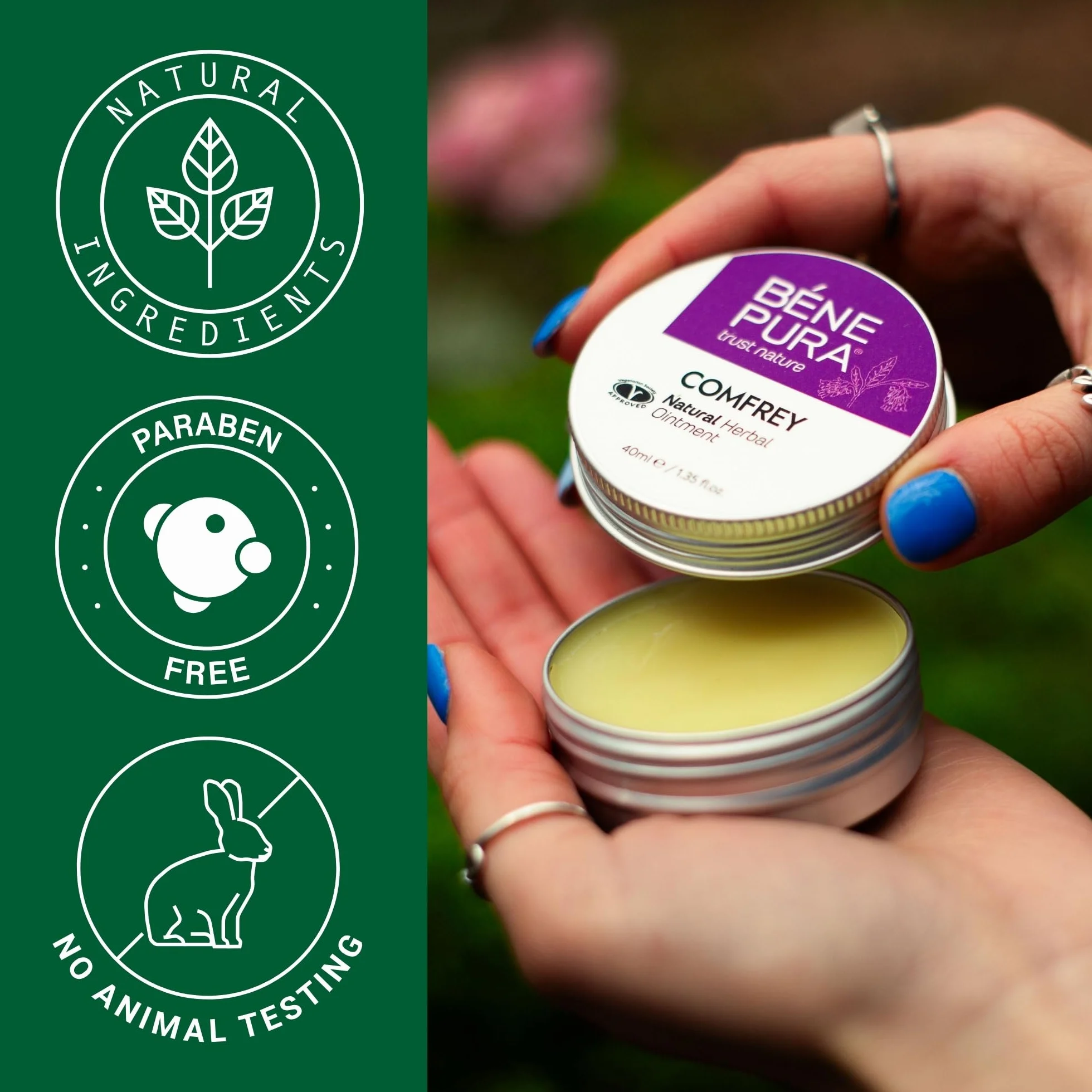 Naturalna maść z żywokostu 40 ml, ekstrakt z oleju tłoczonego na zimno, 100% czysty koncentrat naturalny - ręcznie produkowany w UE