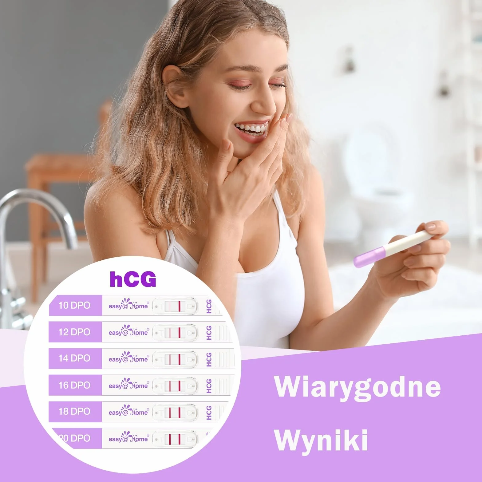 Easy@Home Wczesne testy ciążowe: 5 niezawodnych testów HCG do wykrywania wrażliwej ciąży, dokładny wynik 10 mIU/ml zapisany w aplikacji PREMOM
