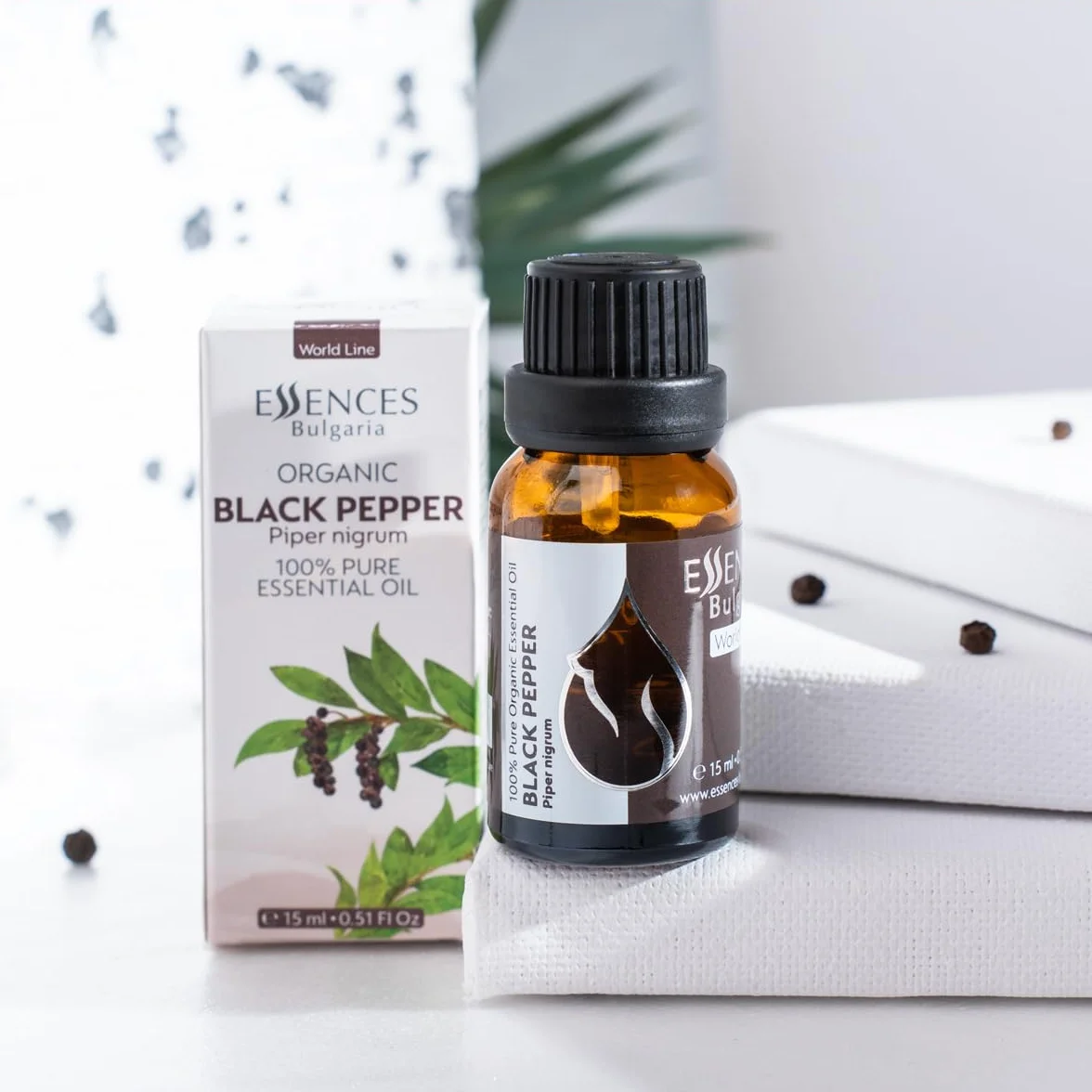 Essences Bułgaria Organiczny Olejek Eteryczny z Czarnego Pieprzu 15 ml | Piper nigrum | 100% Czysty i Naturalny | Nierozcieńczony | Klasa Terapeutyczna| Aromaterapia | Kosmetyki | Bez okrucieństwa