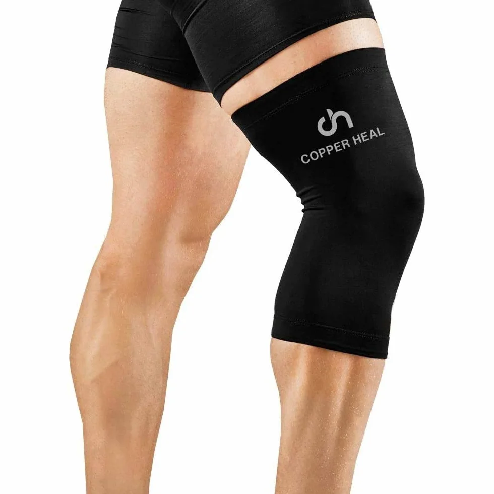 Kompresja kolana Wsparcie kolana MIEDŹ COPPER HEAL Sport regeneracja kolana elastyczna szyna sport mtb antypoślizgowa taśma schody koszykówka komfort kobieta mężczyzna ból stawów kolano orteza (M, BLACK)