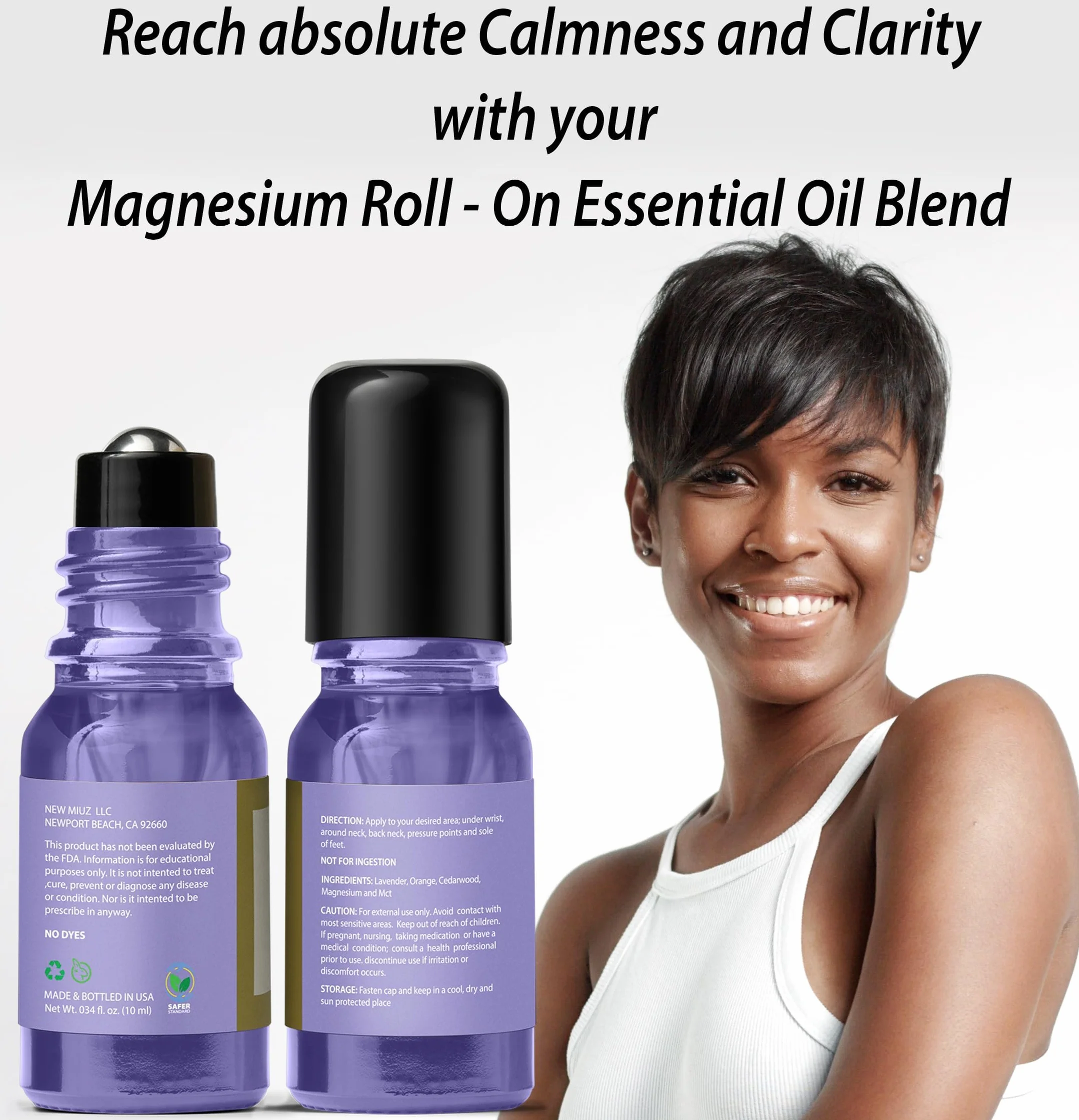 Soothing Magnesium Roller with Lavender, Orange and Cedarwood Essential Oil - Relaxing Aromatherapy for Self-Care and Relaxation