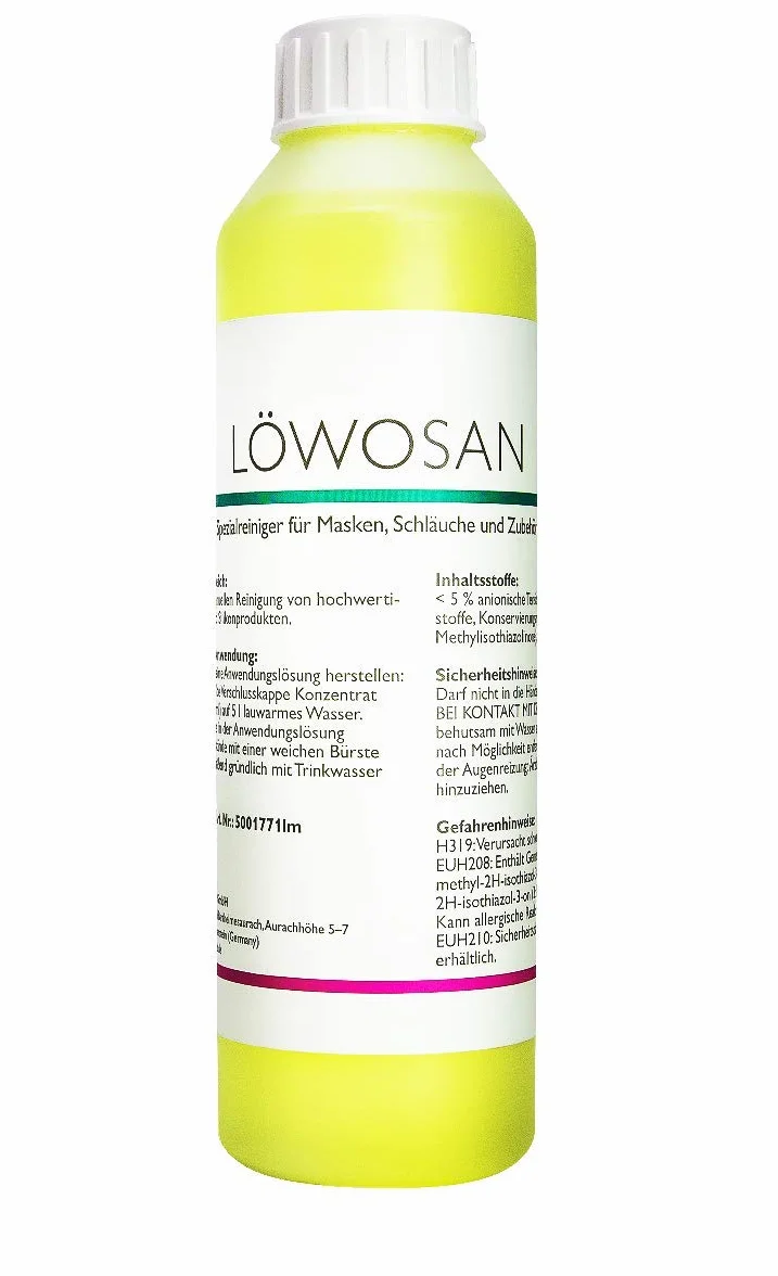 Löwosan specjalny środek czyszczący do masek CPAP, maska do spania, wąż 250 ml