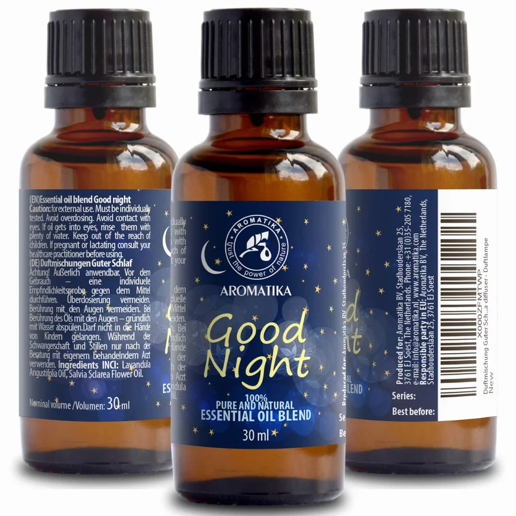 Good Night Sleep Essential Oil 30ml - The Mix of Lavandula Angustifolia - Salvia Sclarea Flower Oils - Glass Bottle - for Calming - Beauty - Aromatherapy - Relaxation - Massage