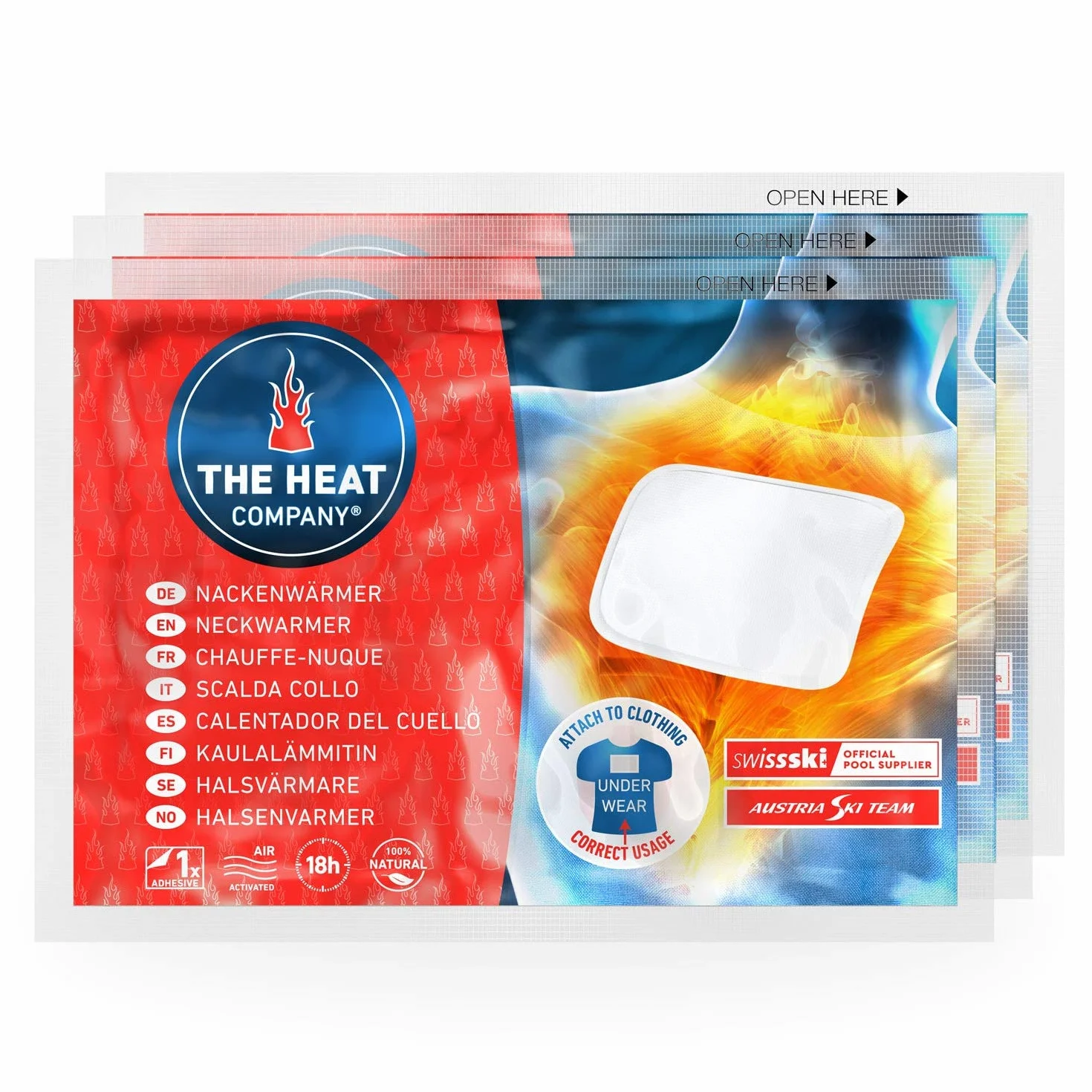 THE HEAT COMPANY Neckwarmer - 3 sztuki - bardzo ciepły - samoprzylepny - ogrzewacz do ciała - 18 godzin przyjemne ciepło - natychmiastowe ciepło - aktywacja powietrzem - czysto naturalny