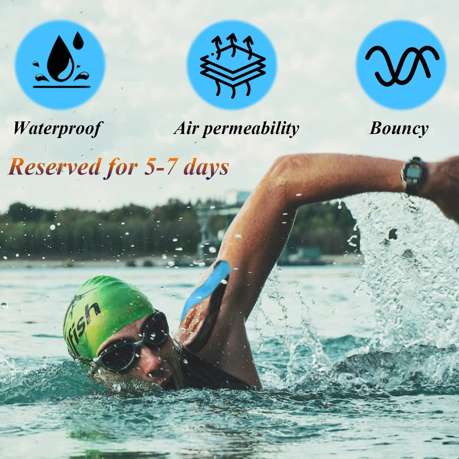 HONYAO® Taśma Kinezjologiczna 2 sztuki, Kinesiotapes(5m×5cm), taśma fizjologiczna na ramię, plecy, kolano, łokieć i szyję, taśma sportowa, przyjazna dla skóry, elastyczna i wodoodporna - niebieski